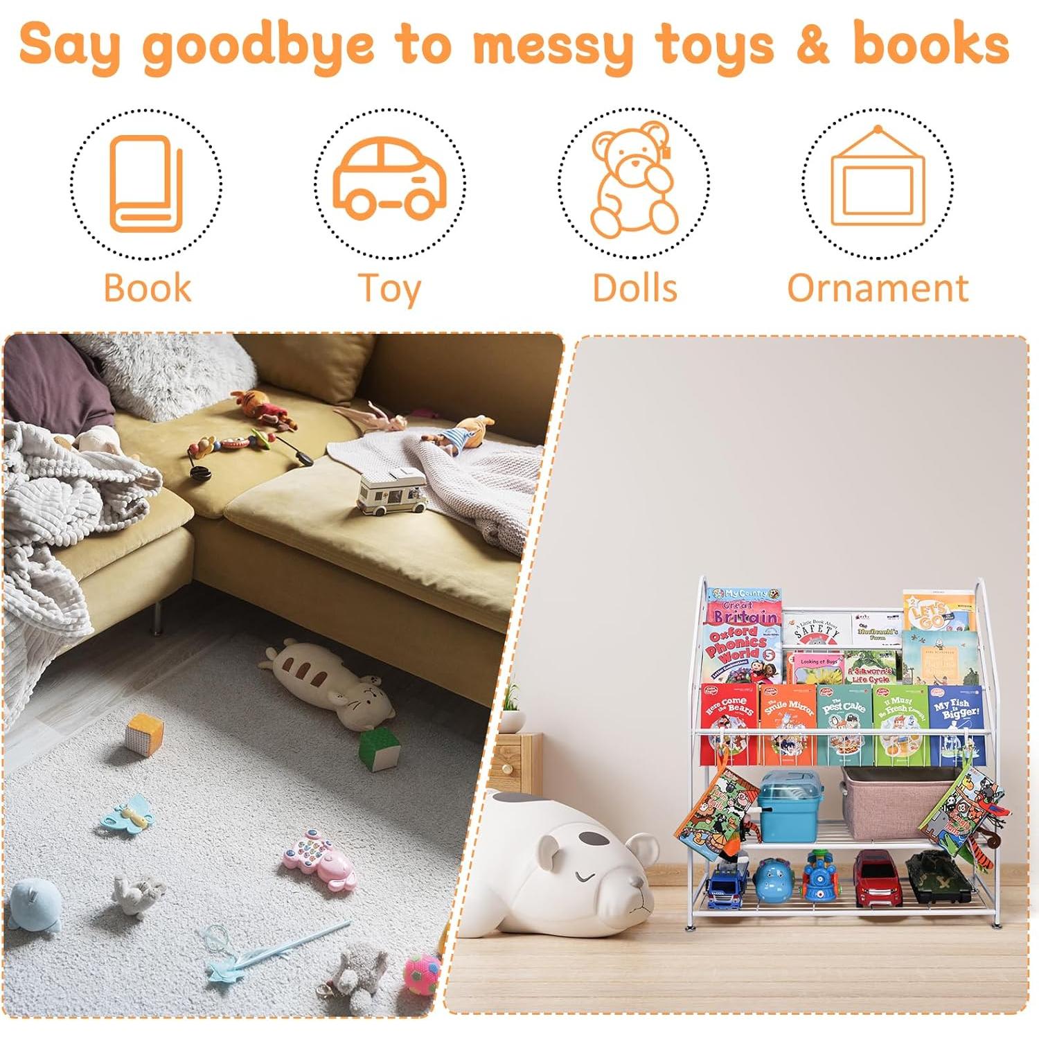 Estantería de Libros Infantil LUWESDE 5 Niveles Metal Blanco