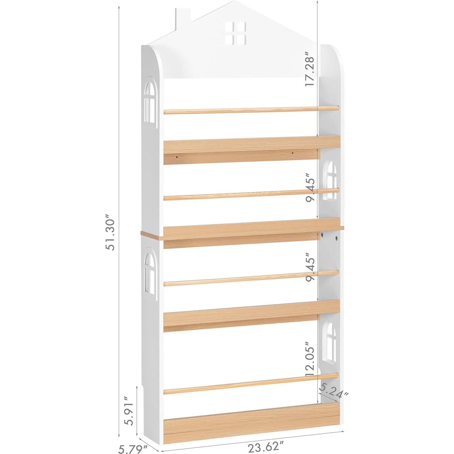 Estantería de Libros para Niños UTEX 4 Niveles Madera Blanca