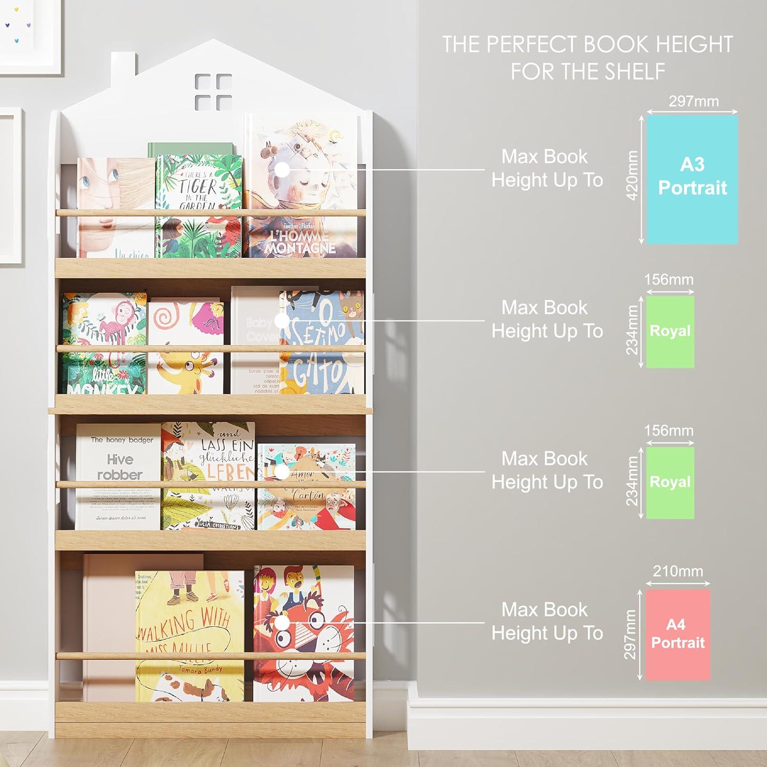 Estantería de Libros para Niños UTEX 4 Niveles Madera Blanca