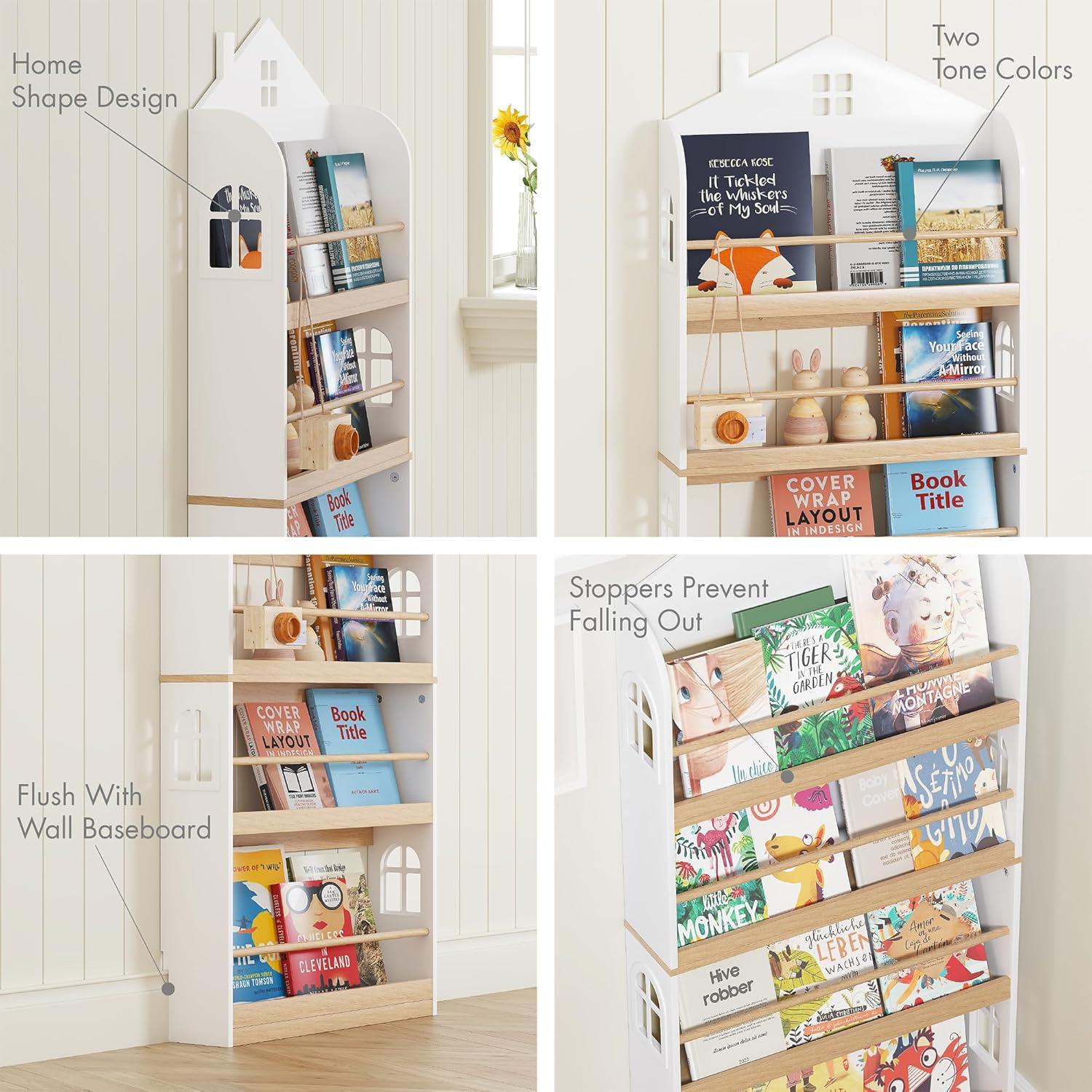 Estantería de Libros para Niños UTEX 4 Niveles Madera Blanca