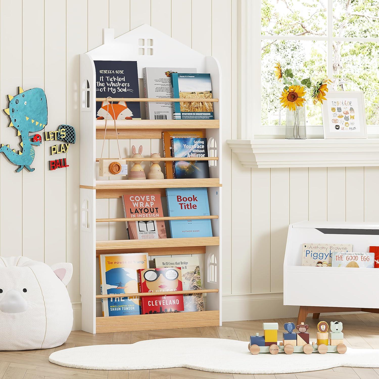 Estantería de Libros para Niños UTEX 4 Niveles Madera Blanca