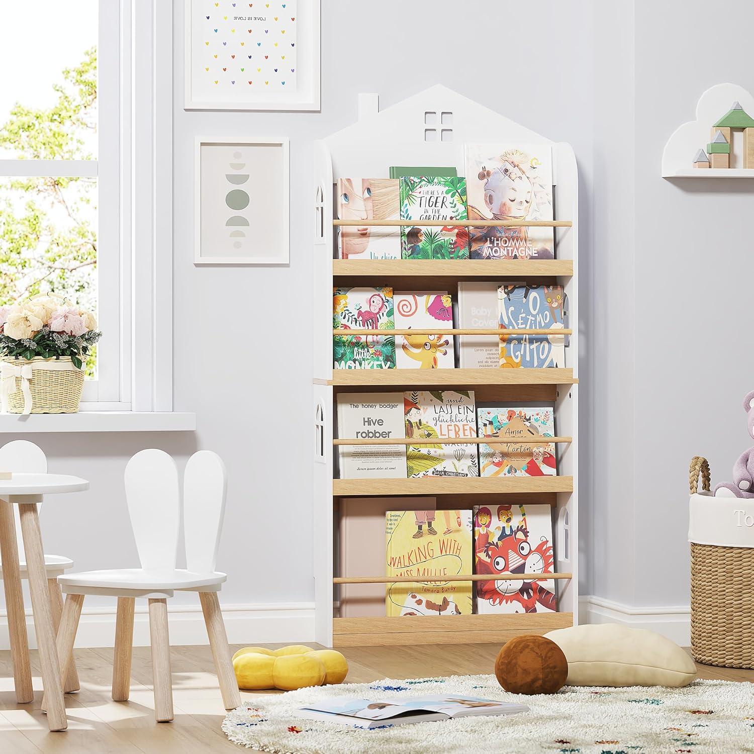 Estantería de Libros para Niños UTEX 4 Niveles Madera Blanca