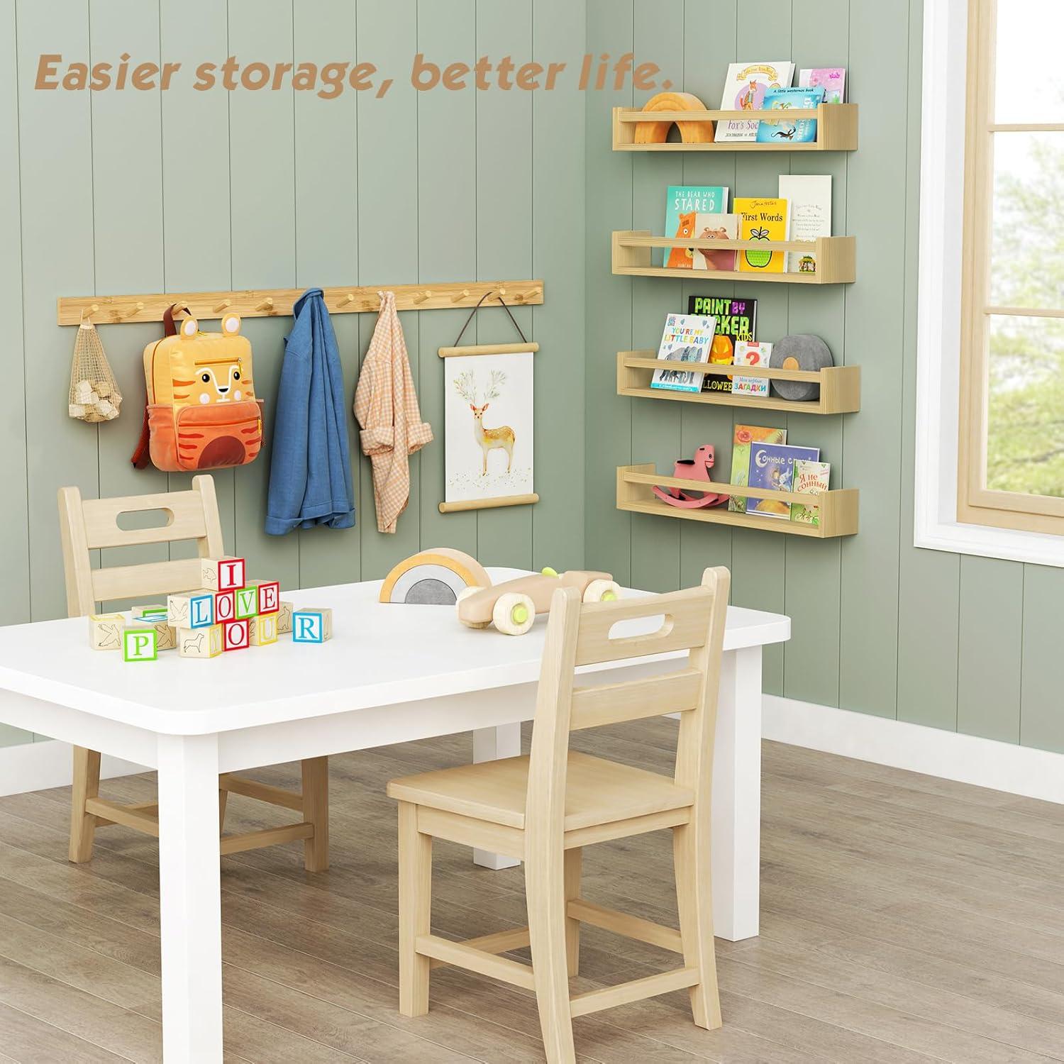 Perchero de Madera Natural Forbena Set de 4 Ganchos 16 Ganchos