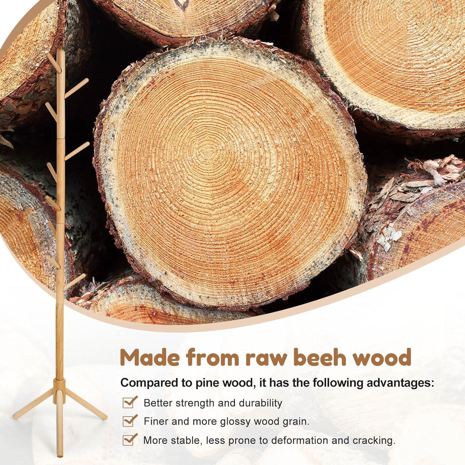 Perchero Infantil de Madera Haya Cozivolife 9 Ganchos Ajustable