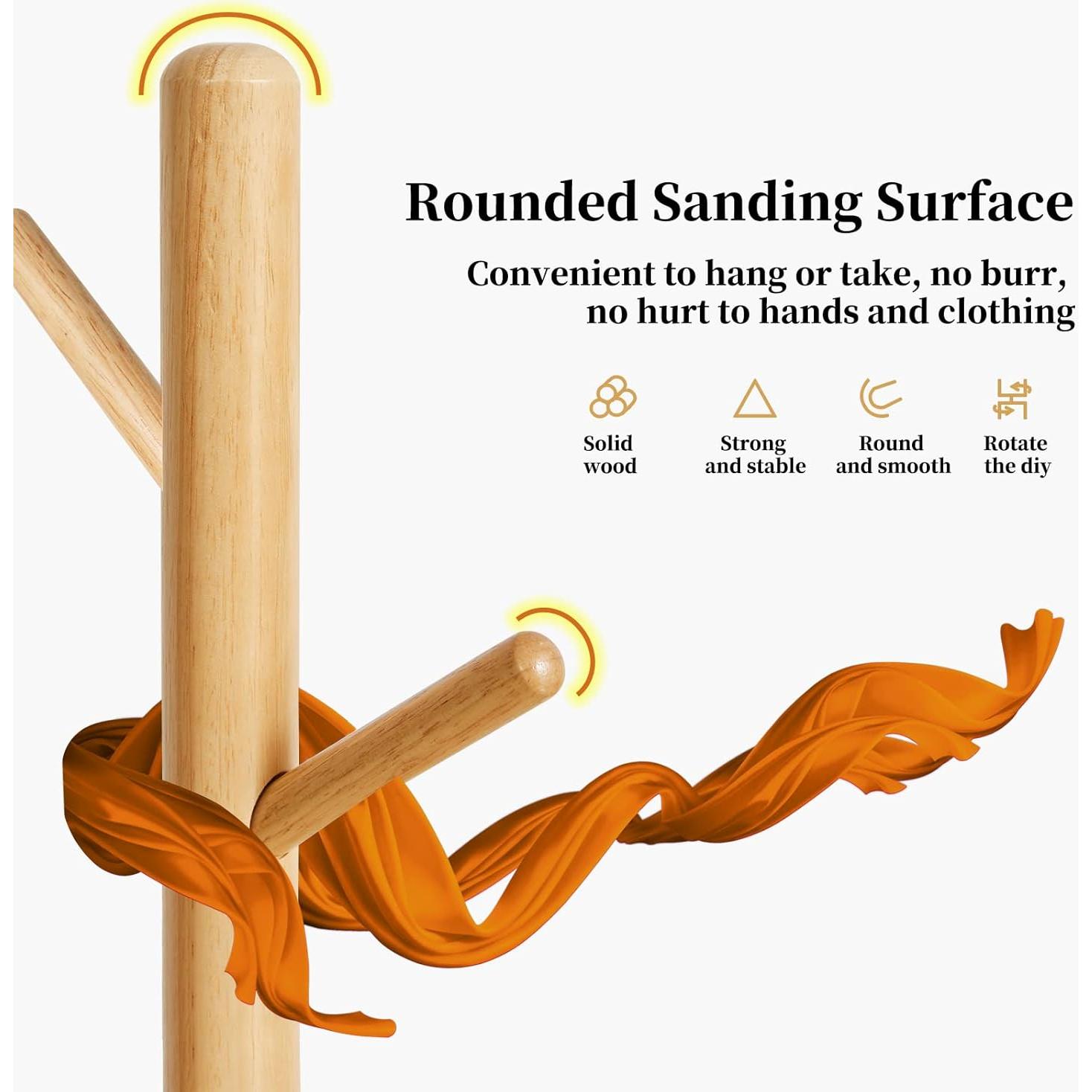 Perchero de Madera Aibiju Ajustable 180 cm 8 Ganchos Natural