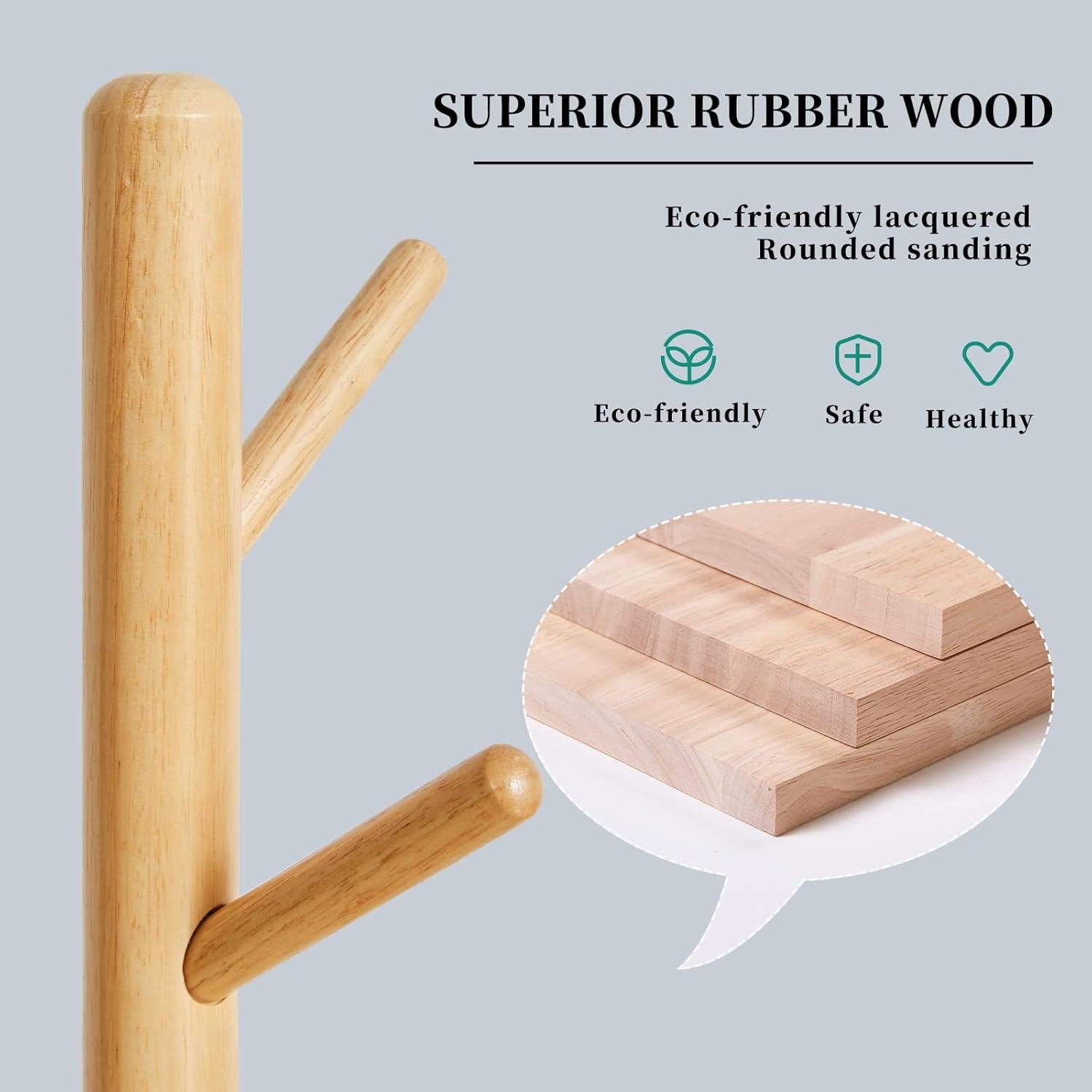 Perchero de Madera Aibiju Ajustable 180 cm 8 Ganchos Natural