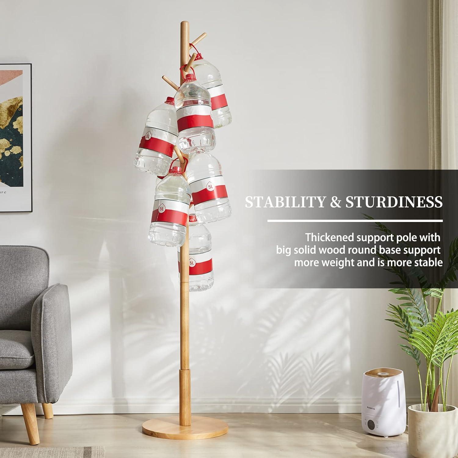 Perchero de Madera Aibiju Ajustable 180 cm 8 Ganchos Natural