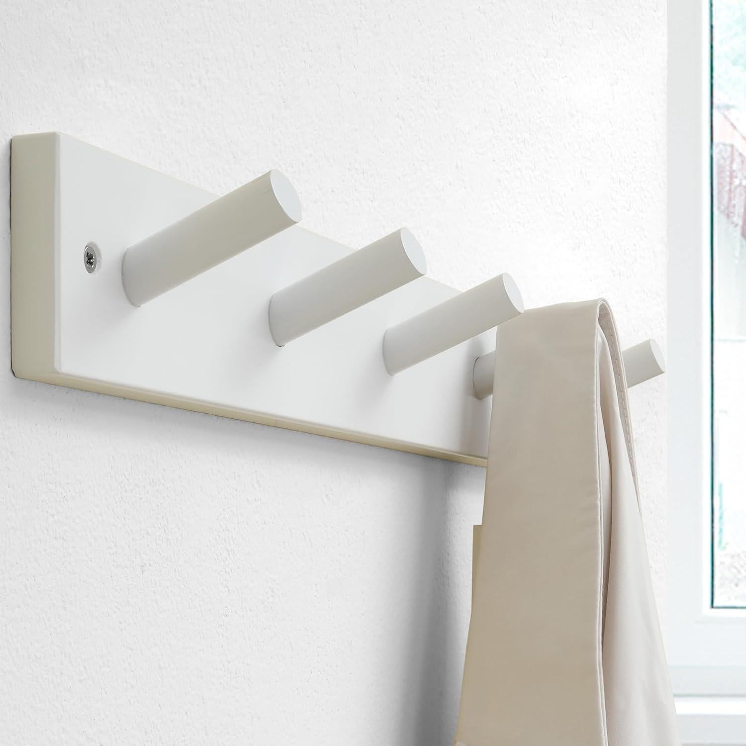 Perchero de Pared SKOLOO de Madera con 5 Ganchos Blanco
