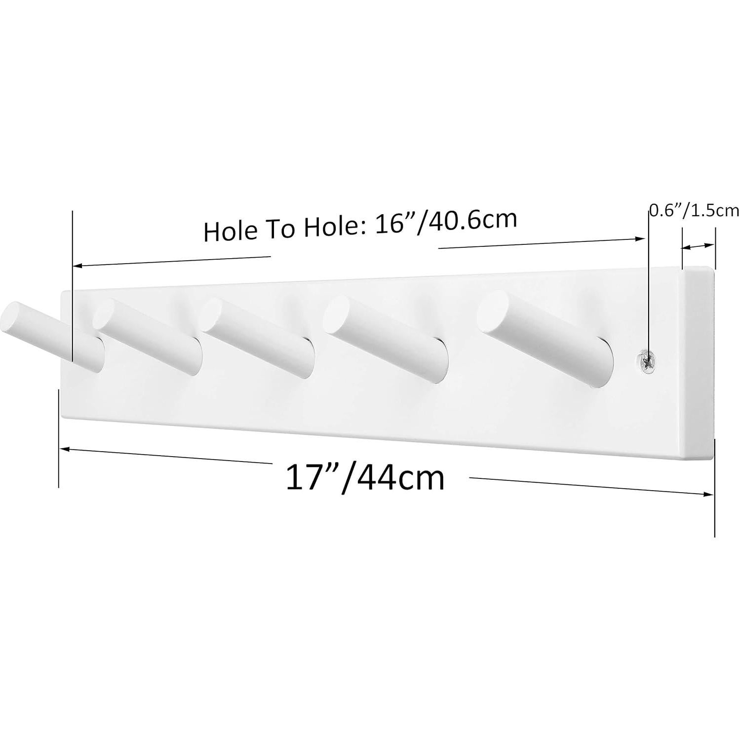 Perchero de Pared SKOLOO de Madera con 5 Ganchos Blanco