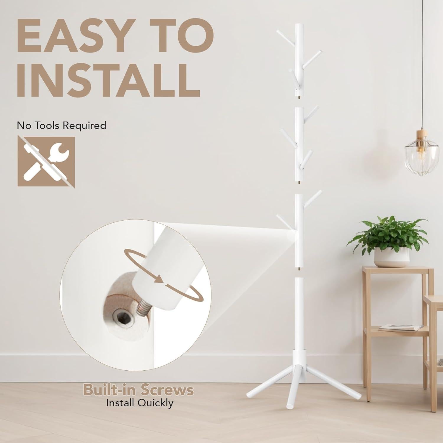 Perchero de Madera Hupmad Ajustable 3 Alturas 8 Ganchos