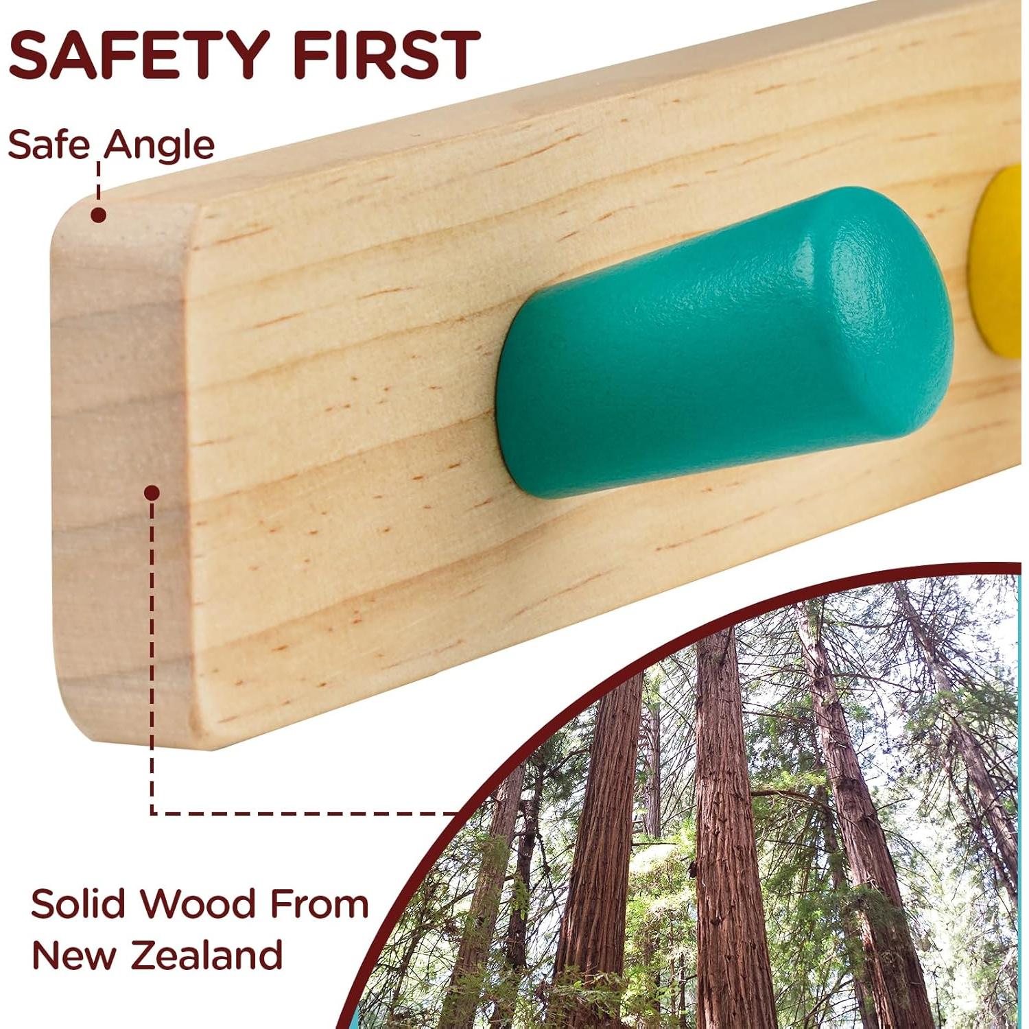 Perchero de Madera Sólida Monlúrd 4 Ganchos Montado en Pared