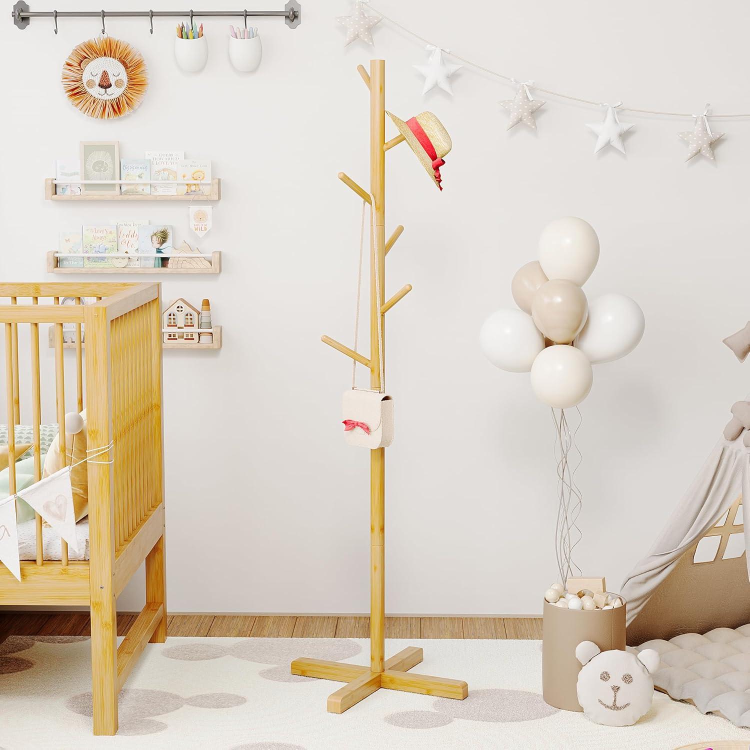 Perchero de Bambú para Niños BAMBOOHOMIE 129.54 cm 6 Ganchos