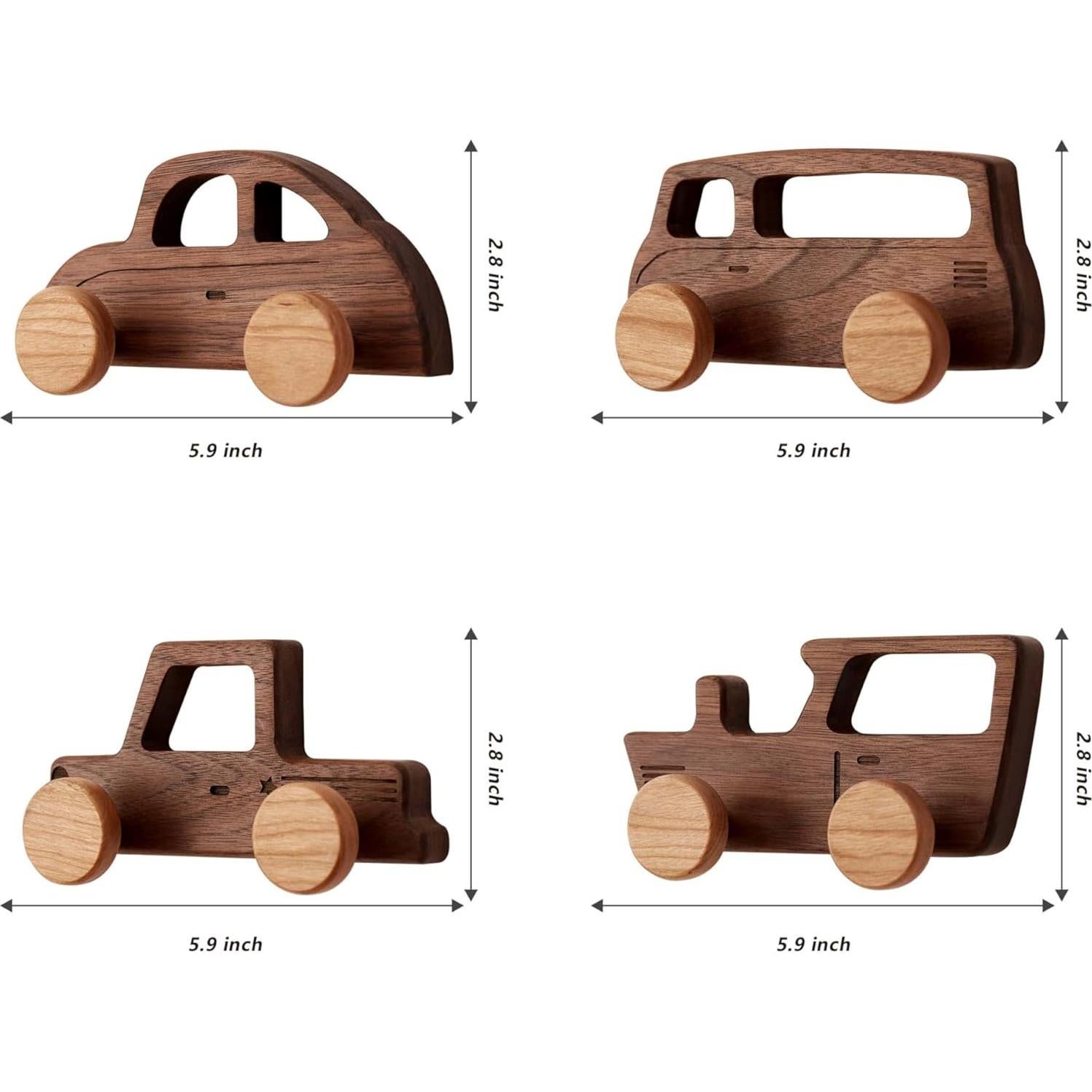Ganchos de abrigo Vinoil en forma de coche de madera - 4 unidades