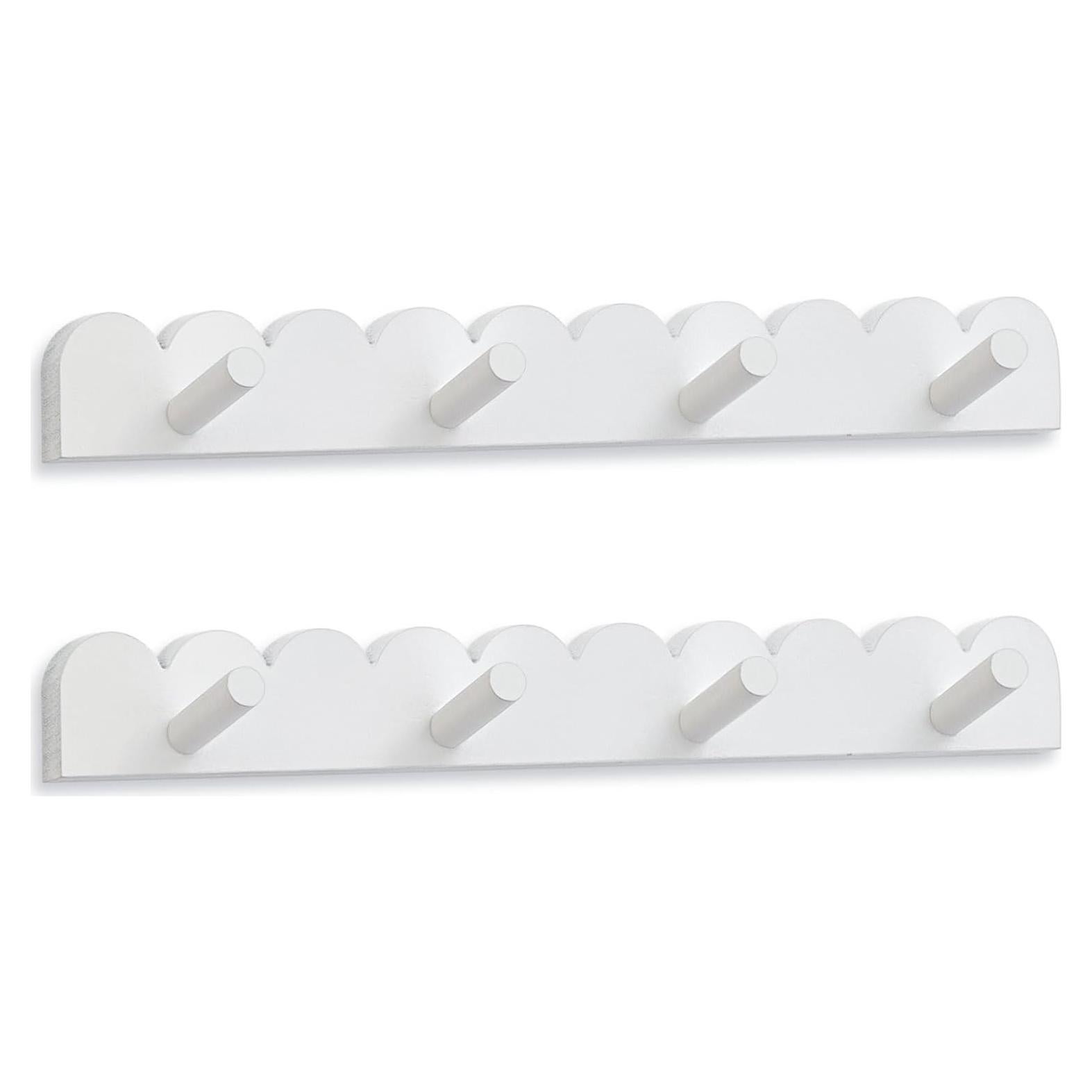 Percheros de Pared Leinuosen 2 Piezas Blanco 8 Ganchos