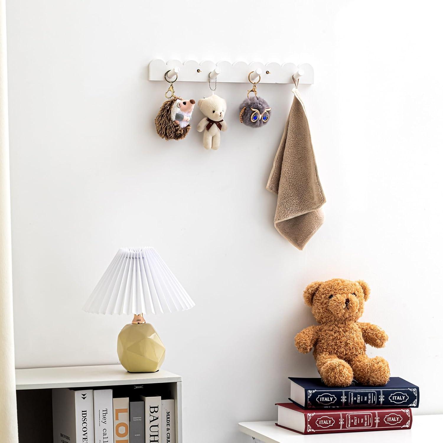 Percheros de Pared Leinuosen 2 Piezas Blanco 8 Ganchos