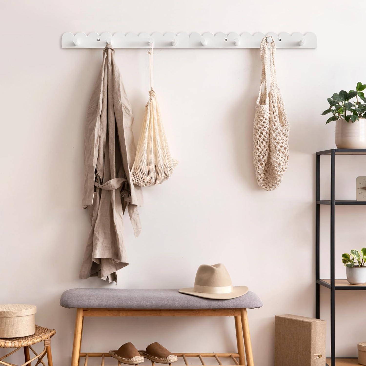 Percheros de Pared Leinuosen 2 Piezas Blanco 8 Ganchos