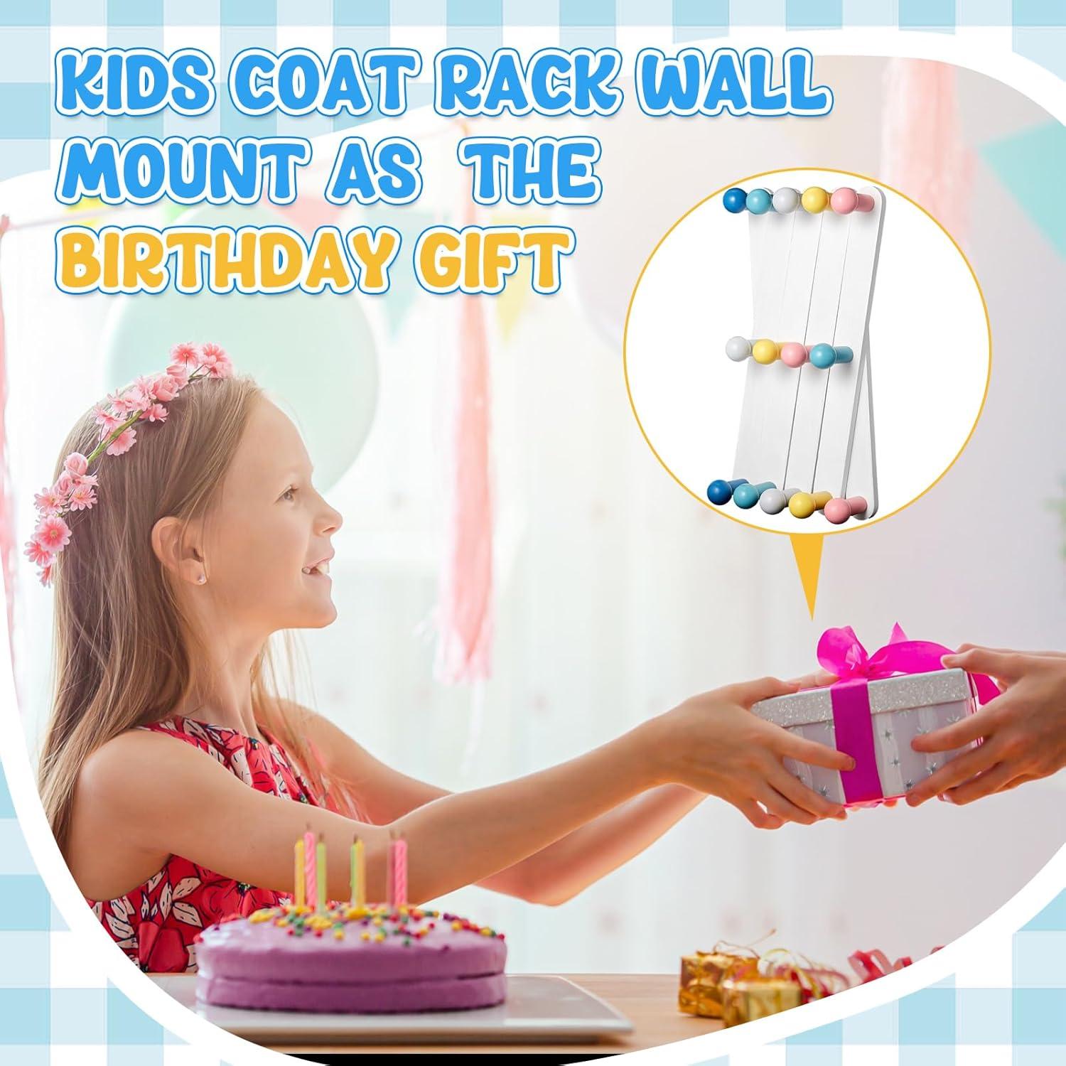 Suzile Kids Coat Rack Wall Mount Expandable Toddler Wooden Hanger Cute Coat Rack Rainbow Accordion Wall Hanger for Kids Children Hanging Backpack Bedroom Classroom Hat Clothes (Soft Color)