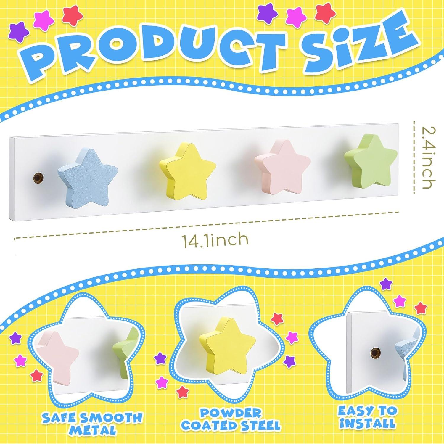 Perchero de Pared para Niños Suzile - 2 Ganchos Estrella 36x6 cm
