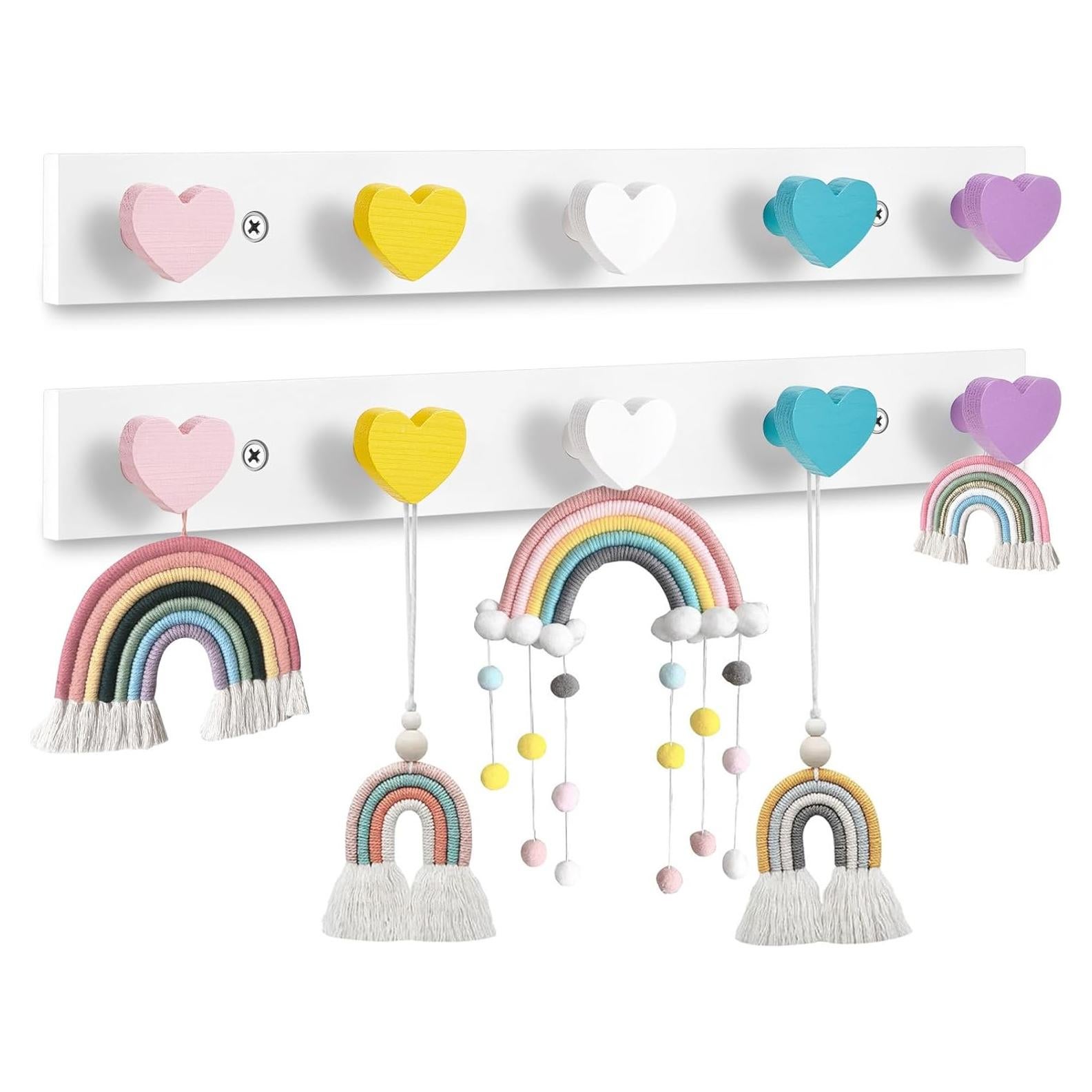 Perchero de Pared para Niños Maitys 2 Pcs Corazón Colorido