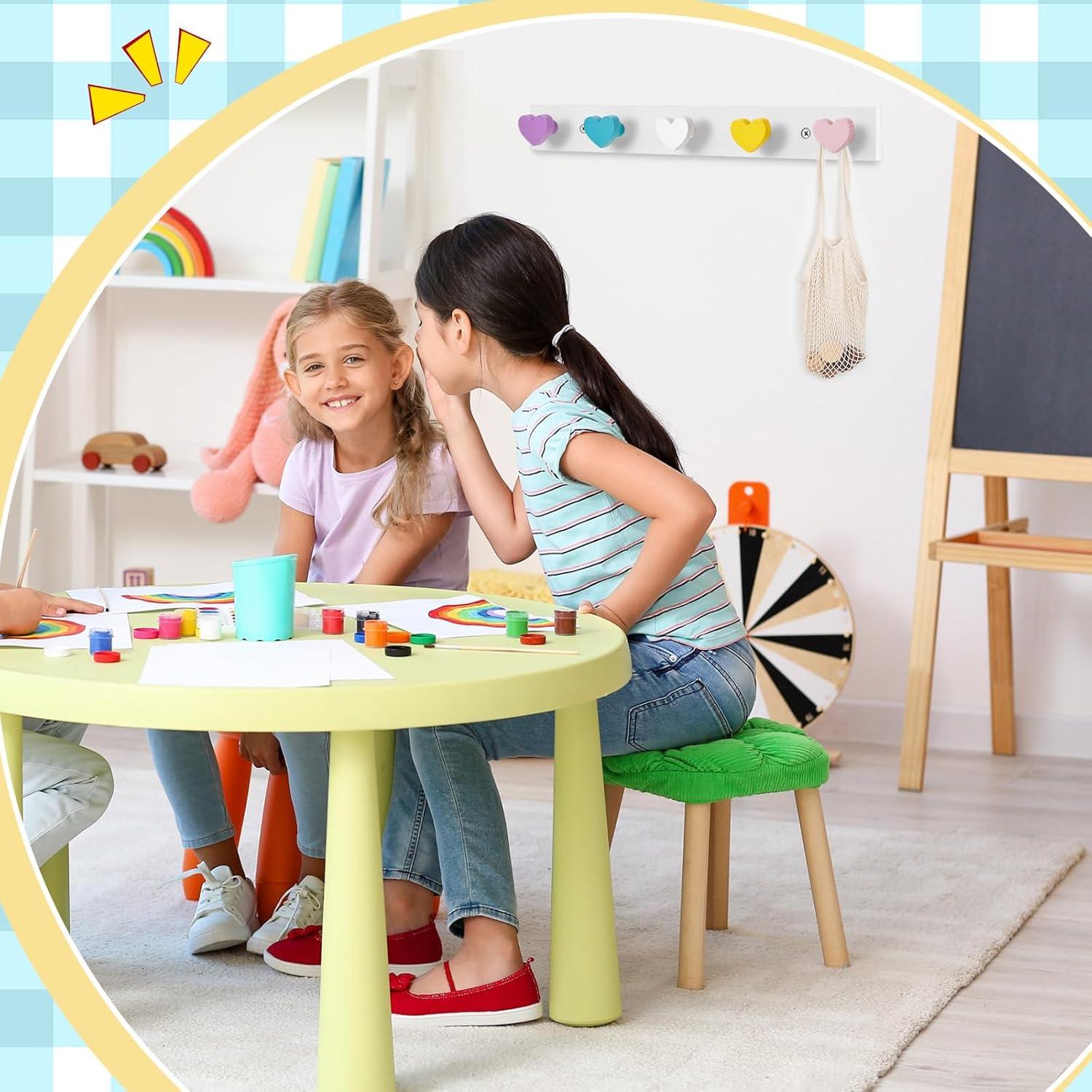 Perchero de Pared para Niños Maitys 2 Pcs Corazón Colorido