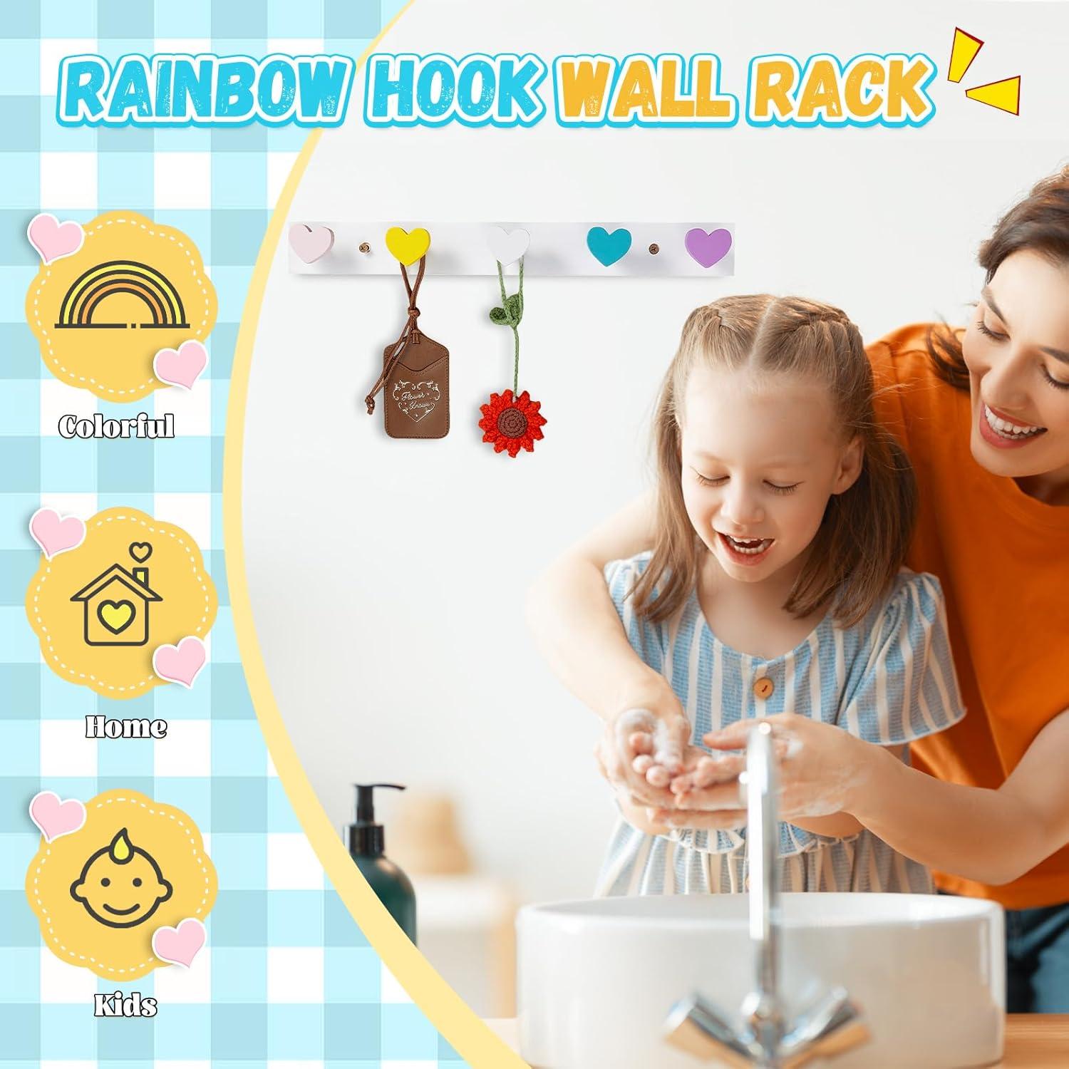 Perchero de Pared para Niños Maitys 2 Pcs Corazón Colorido