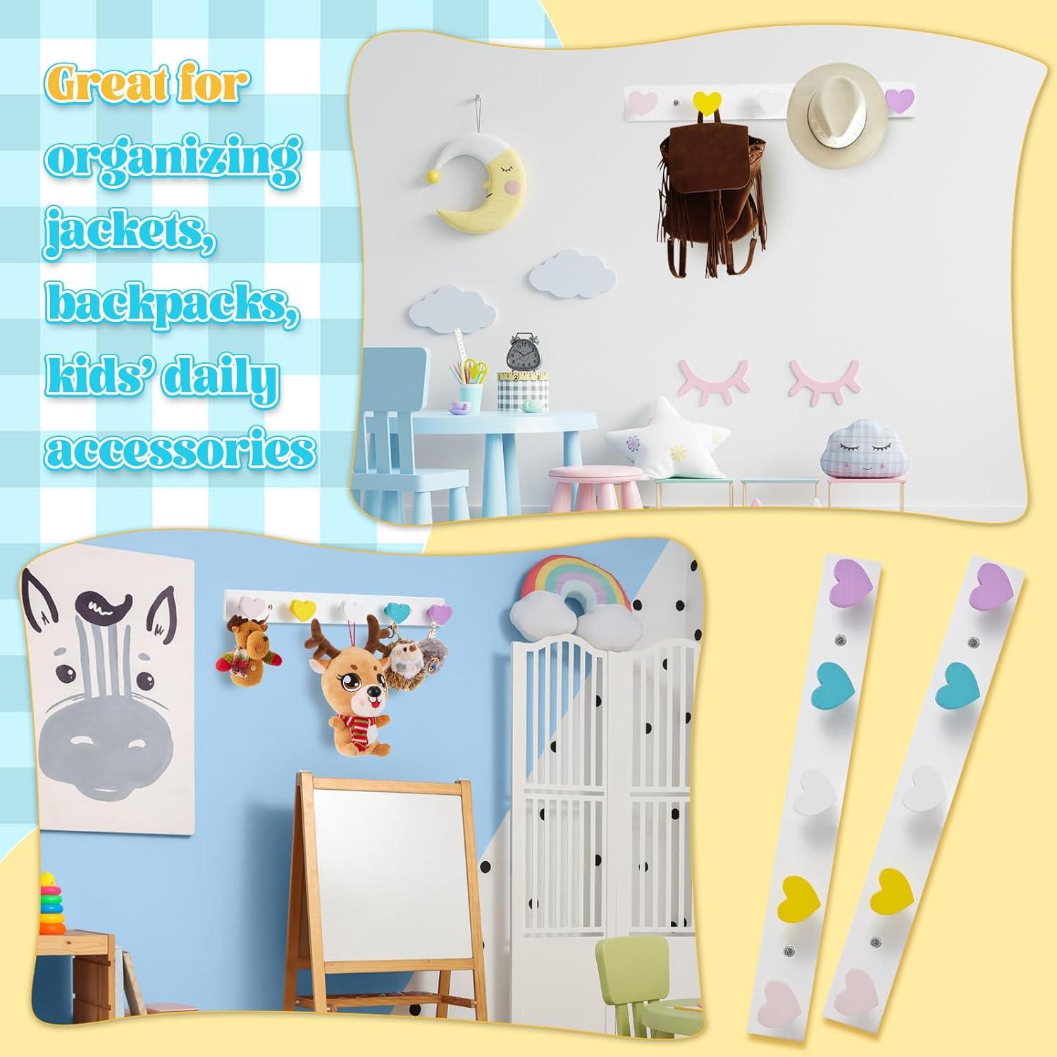 Perchero de Pared para Niños Maitys 2 Pcs Corazón Colorido