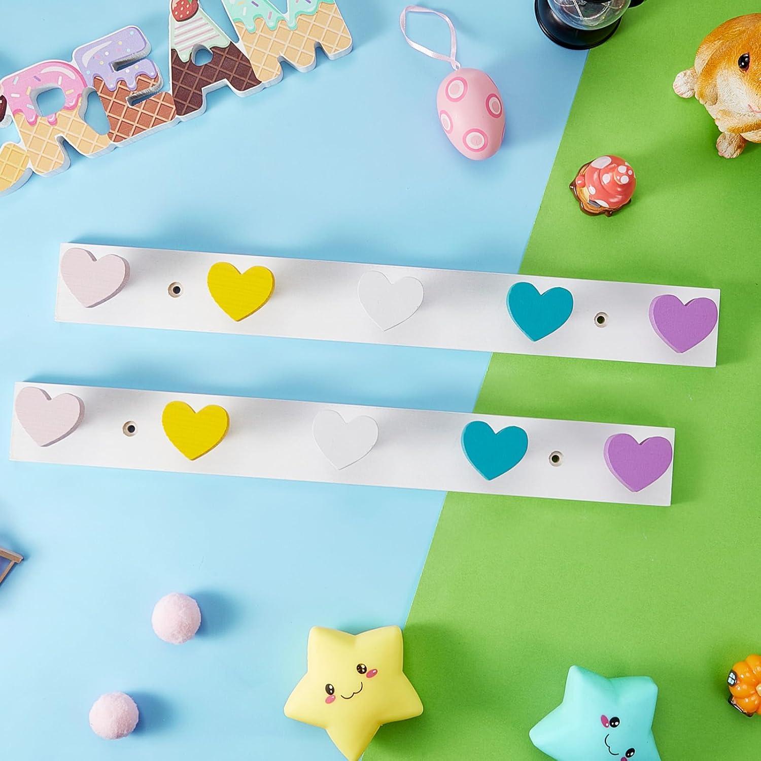 Perchero de Pared para Niños Maitys 2 Pcs Corazón Colorido