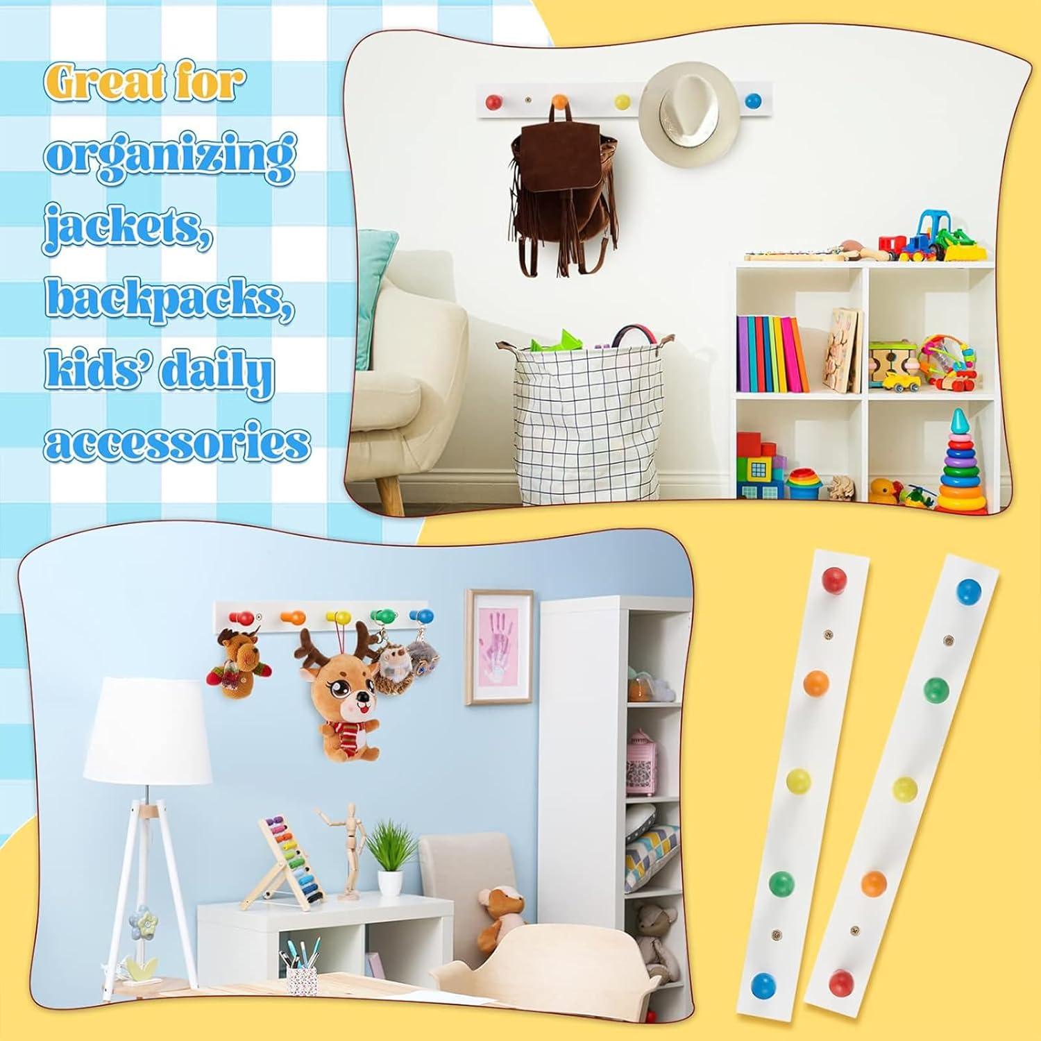 Perchero de Pared Arcoíris Yousoontic 2 Ganchos Madera 42x6.3cm