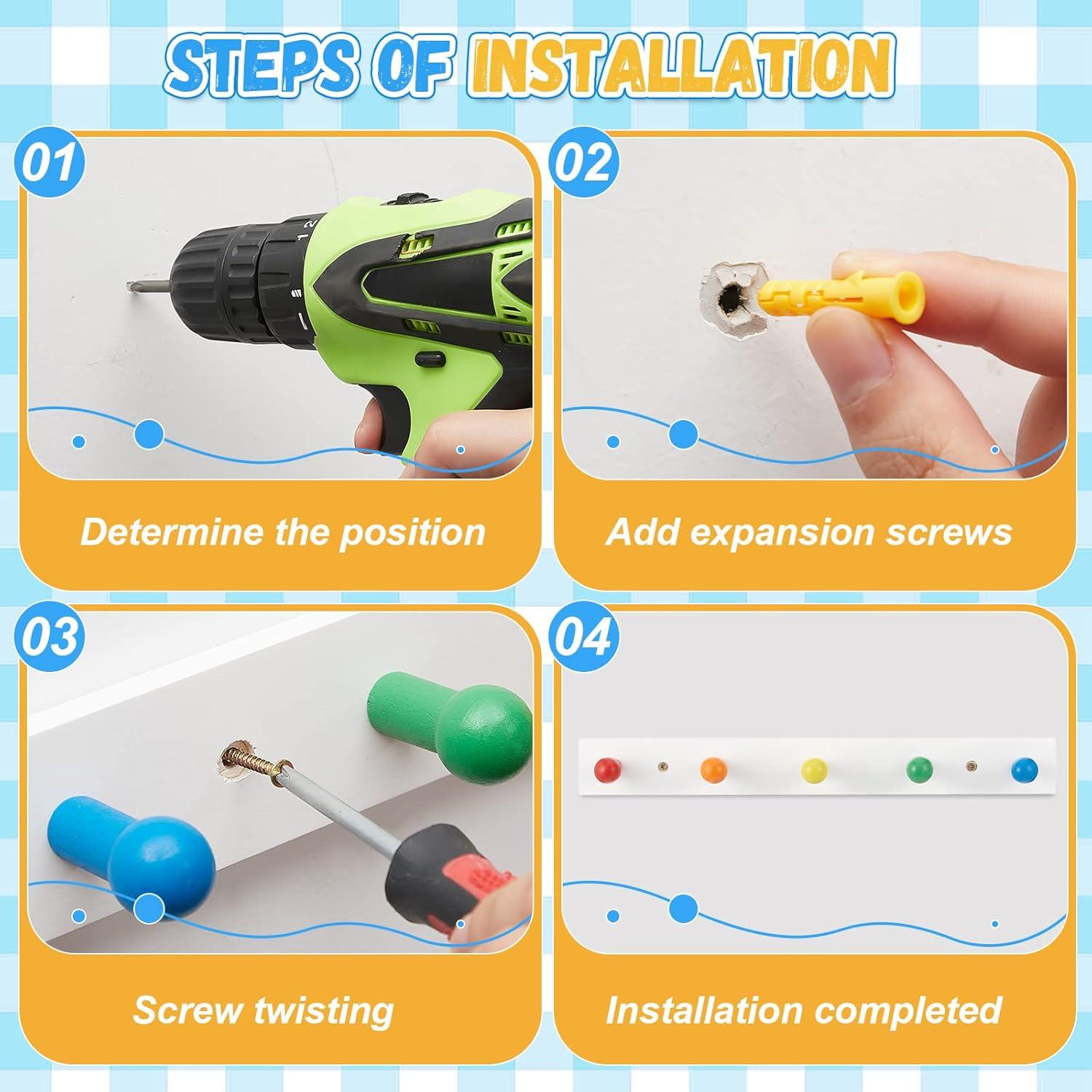 Perchero de Pared Arcoíris Yousoontic 2 Ganchos Madera 42x6.3cm