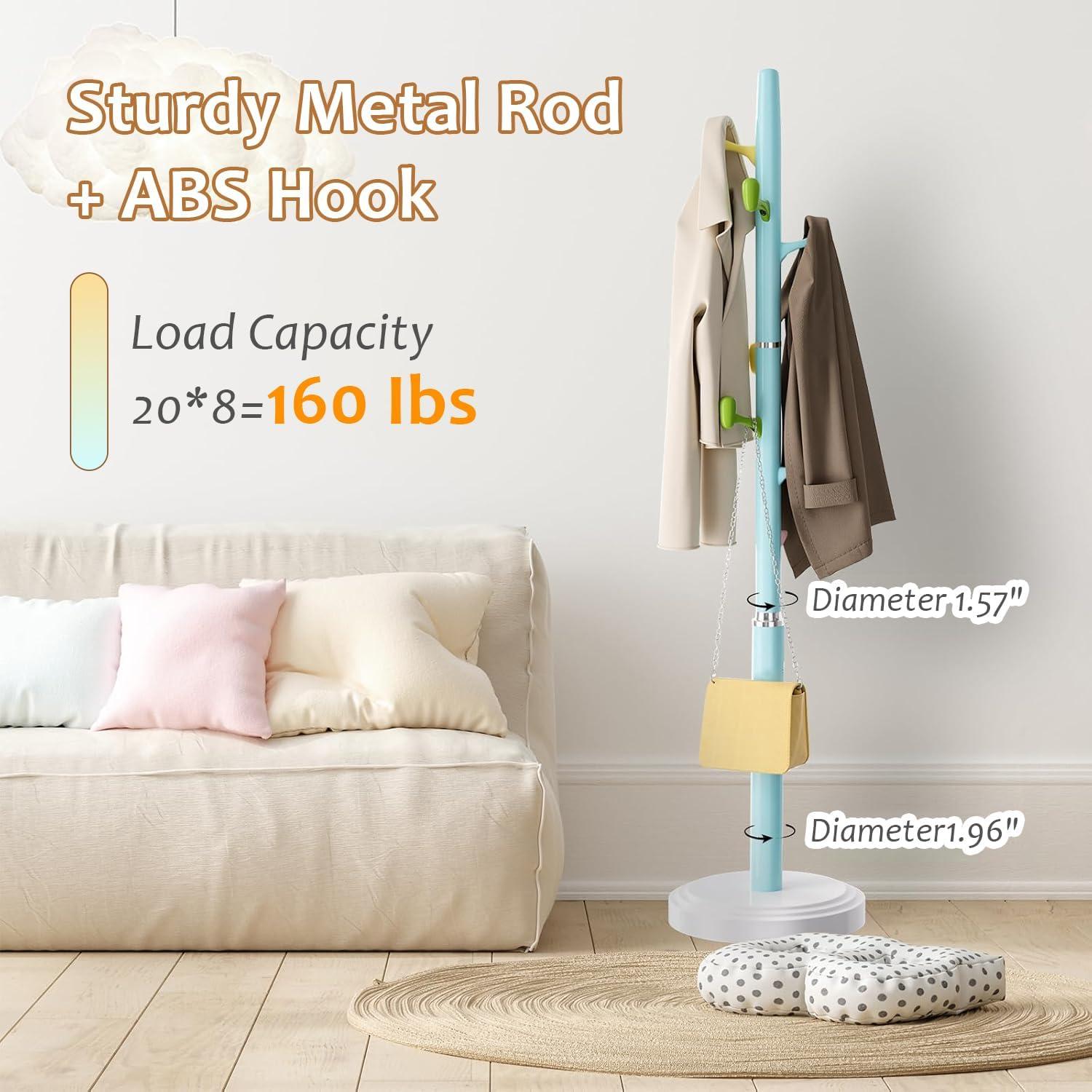 Perchero de pie GVRVHJS azul ajustable 8 ganchos 177.8 cm