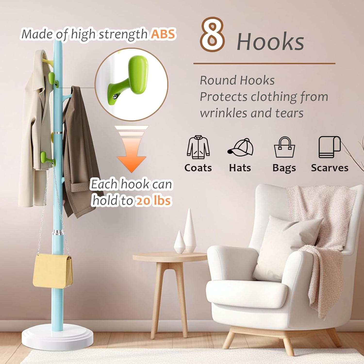 Perchero de pie GVRVHJS azul ajustable 8 ganchos 177.8 cm