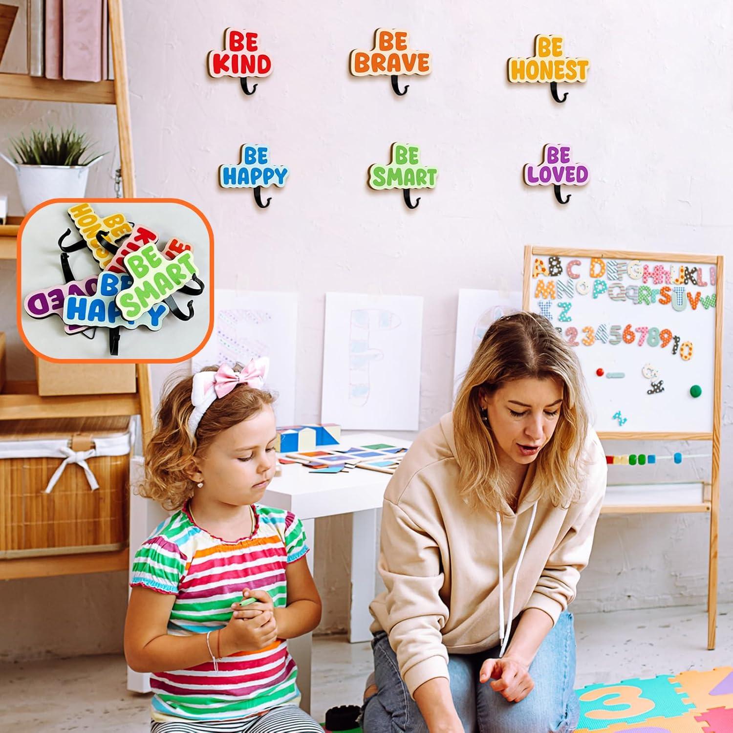 Ganchos de Madera Coloridos para Abrigos Niños MOSITU 6 Pcs