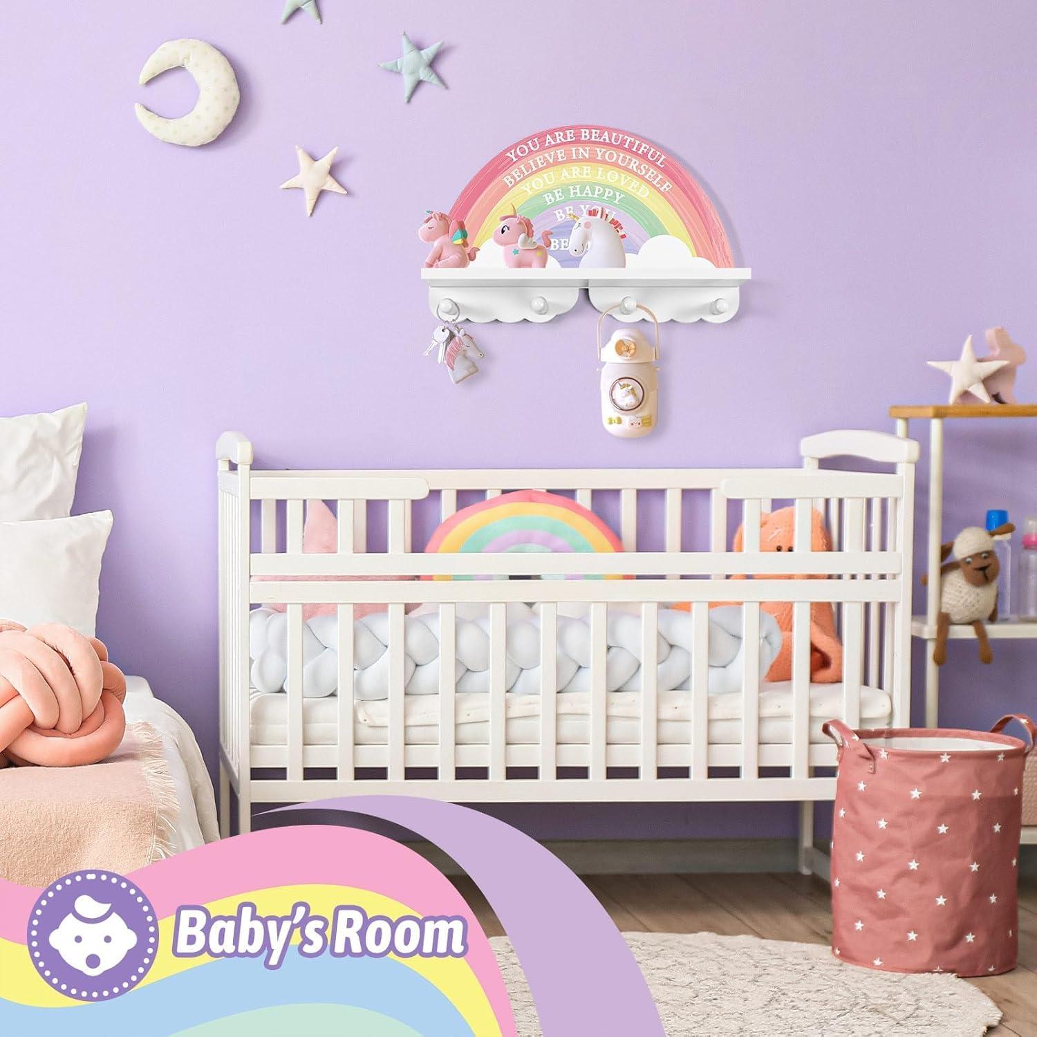 Estante Arcoíris Garybank de Madera con 4 Ganchos - Decoración Infantil