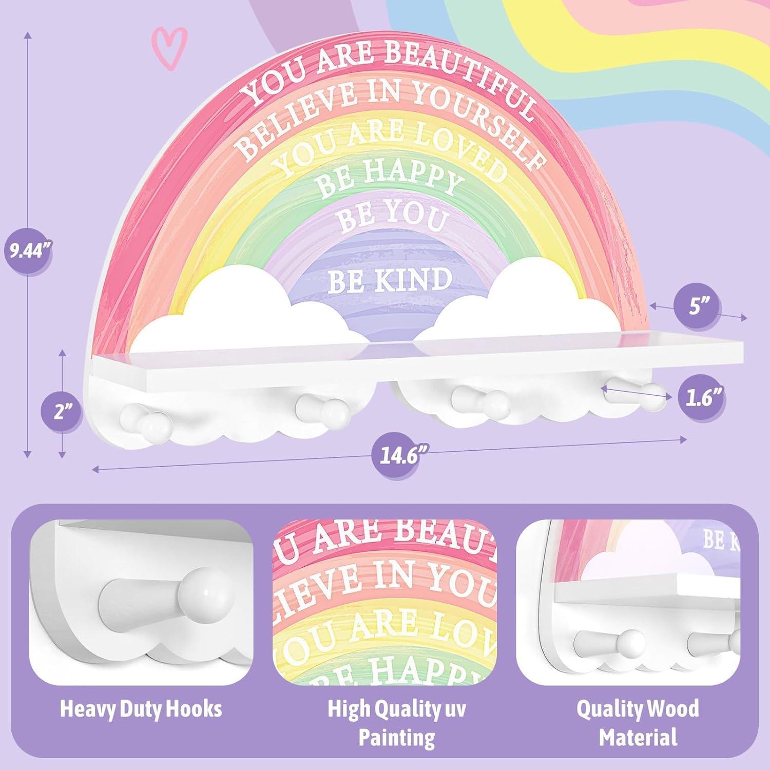 Estante Arcoíris Garybank de Madera con 4 Ganchos - Decoración Infantil