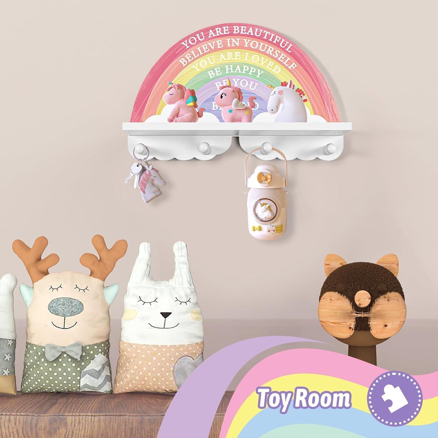 Estante Arcoíris Garybank de Madera con 4 Ganchos - Decoración Infantil