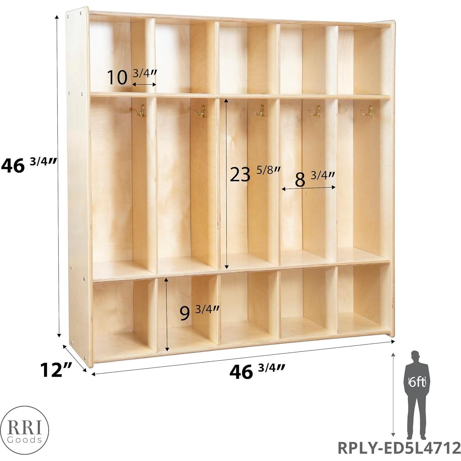 Armario de Abrigos RRI Goods 5 Secciones Madera Infantil