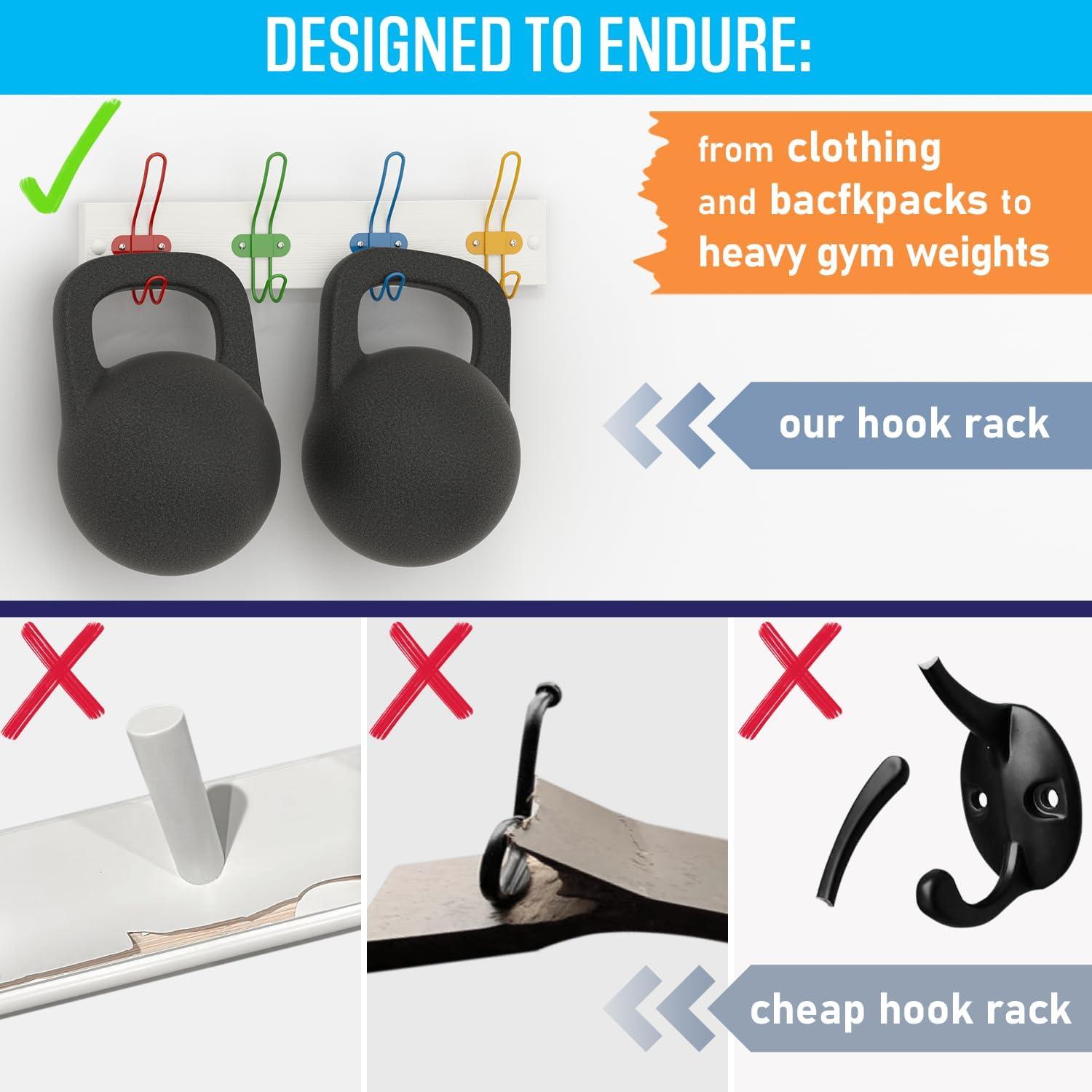 Perchero de Pared para Niños Tibres - 4 Ganchos Coloridos de Madera