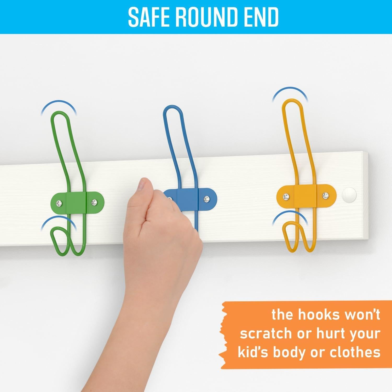 Perchero de Pared para Niños Tibres - 4 Ganchos Coloridos de Madera