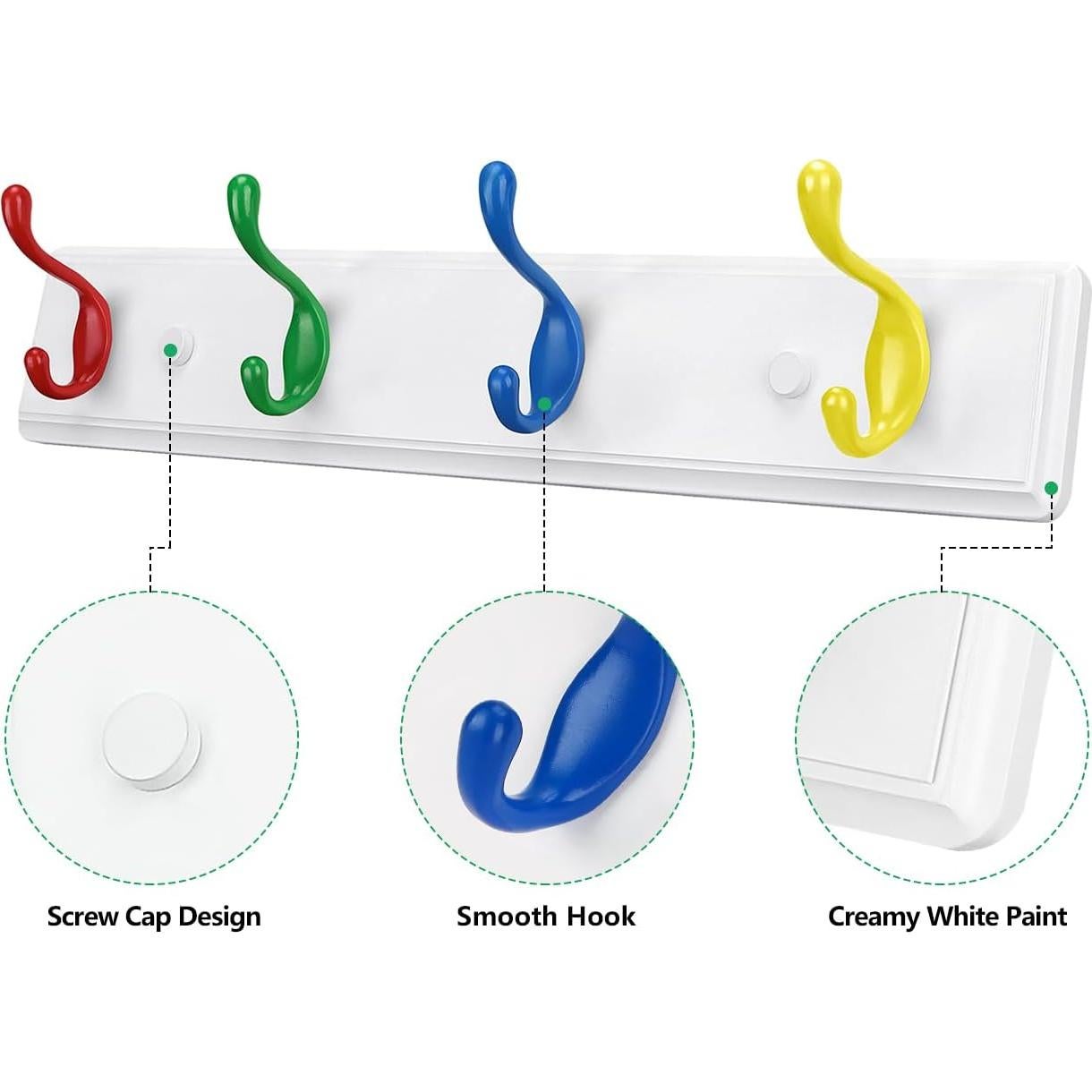 Perchero de Pared Badiano 4 Ganchos de Bambú Alta Resistencia