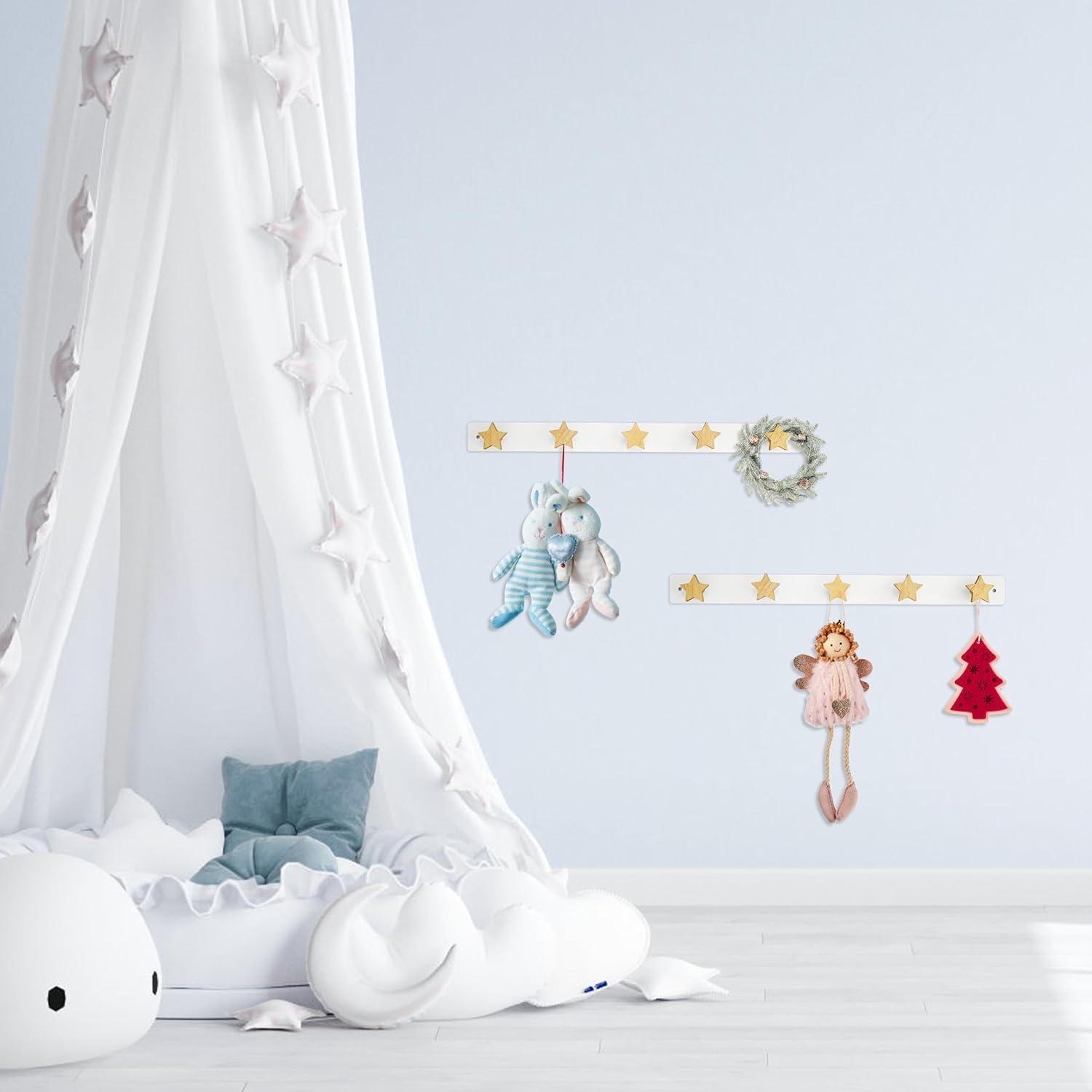 Perchero de Madera para Niños Yisiziyo con 5 Ganchos Estrella