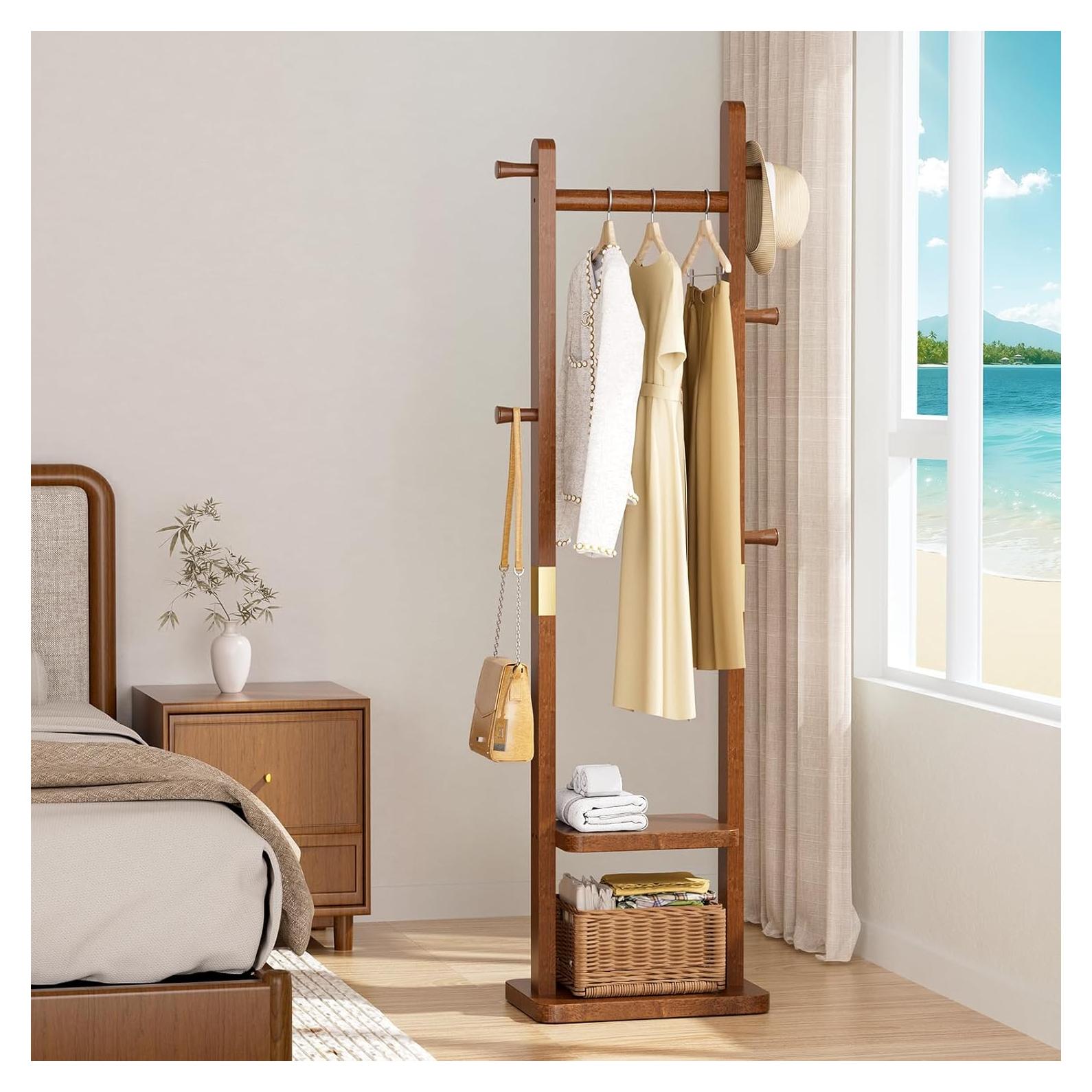 Perchero Independiente Taitiy de Madera Sólida con 5 Ganchos