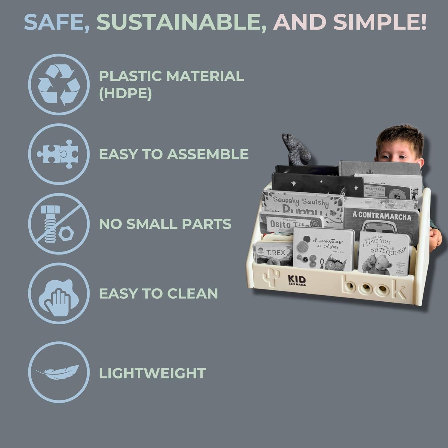 Librero Montessori Kid Zen Mama 3 Niveles Blanco Marfil