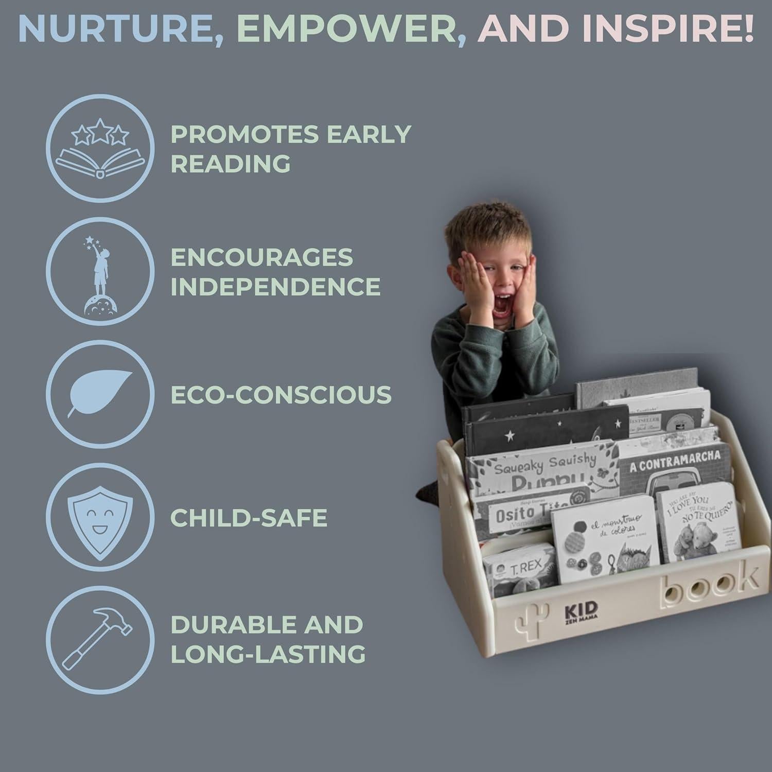 Librero Montessori Kid Zen Mama 3 Niveles Blanco Marfil