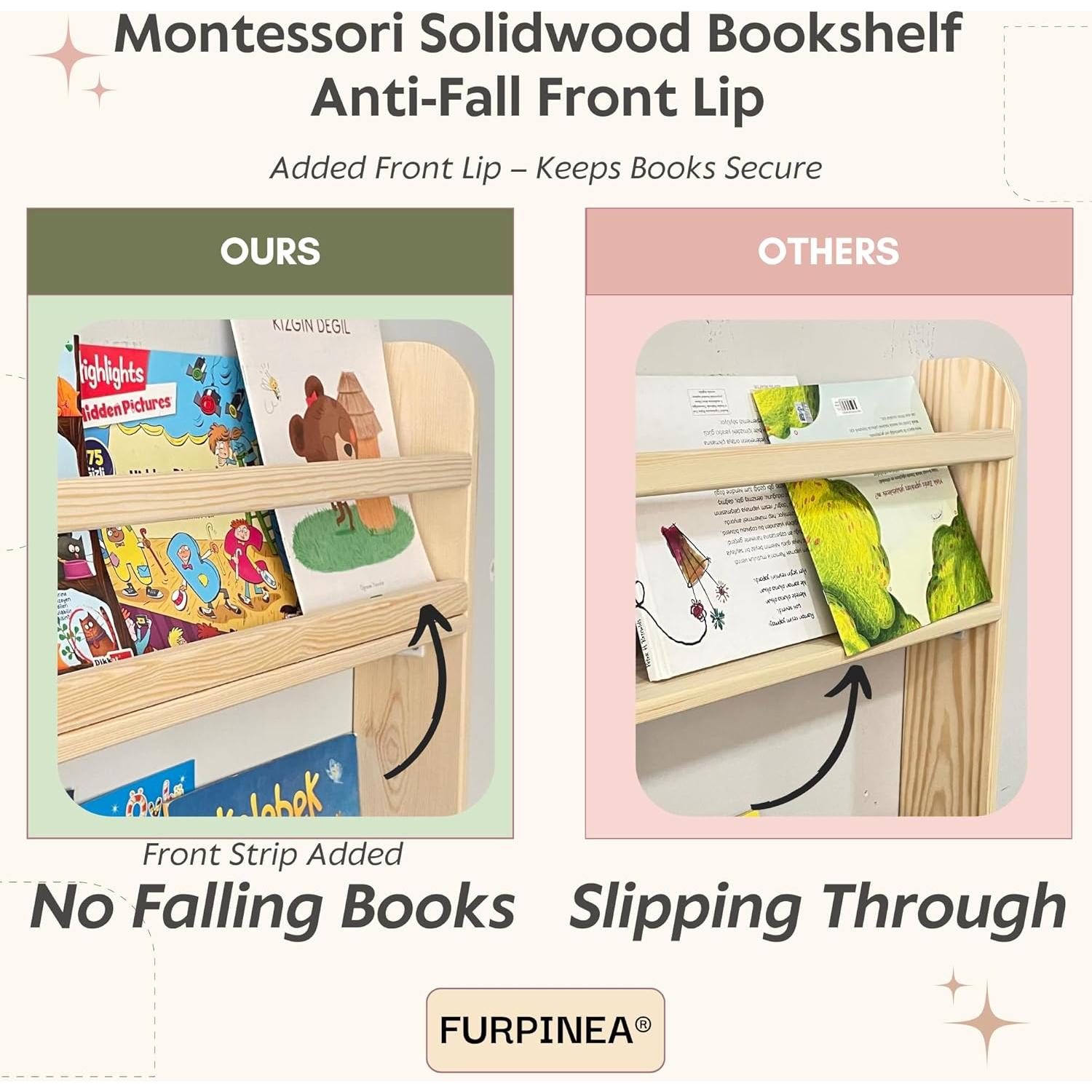 Estantería Montessori Furpinea 4 Niveles Madera Pino Anticaída