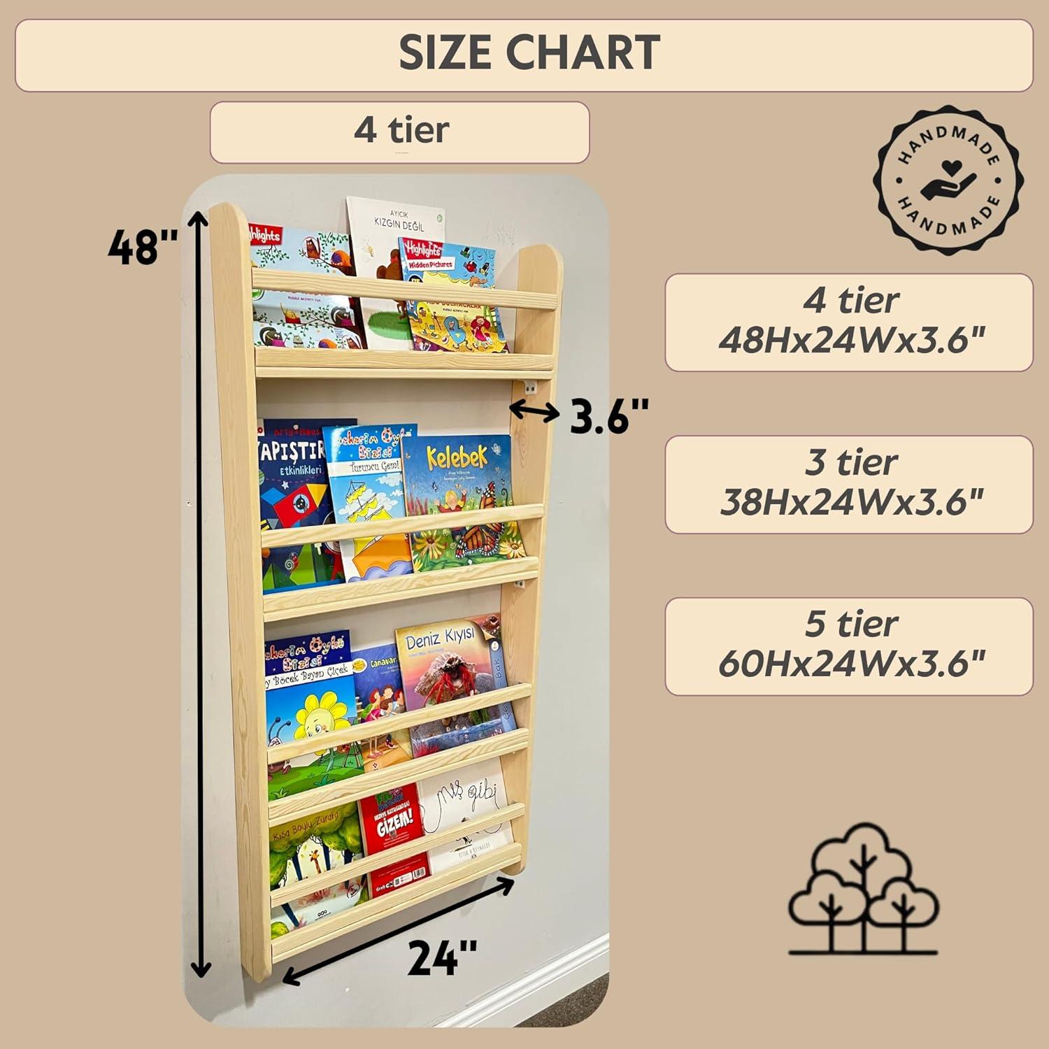 Estantería Montessori Furpinea 4 Niveles Madera Pino Anticaída
