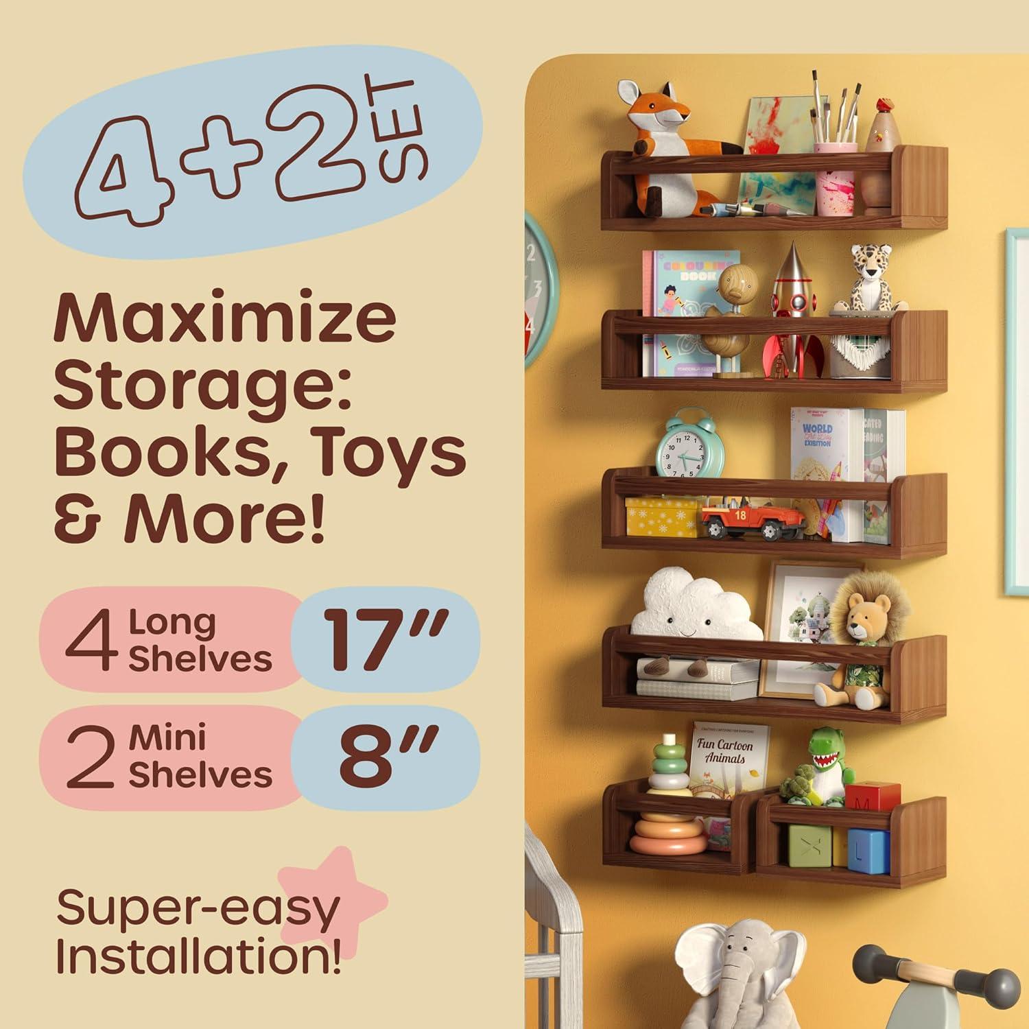 Estanterías de Libros HOMEY PANDA 4 Largas + 2 Mini Marrón