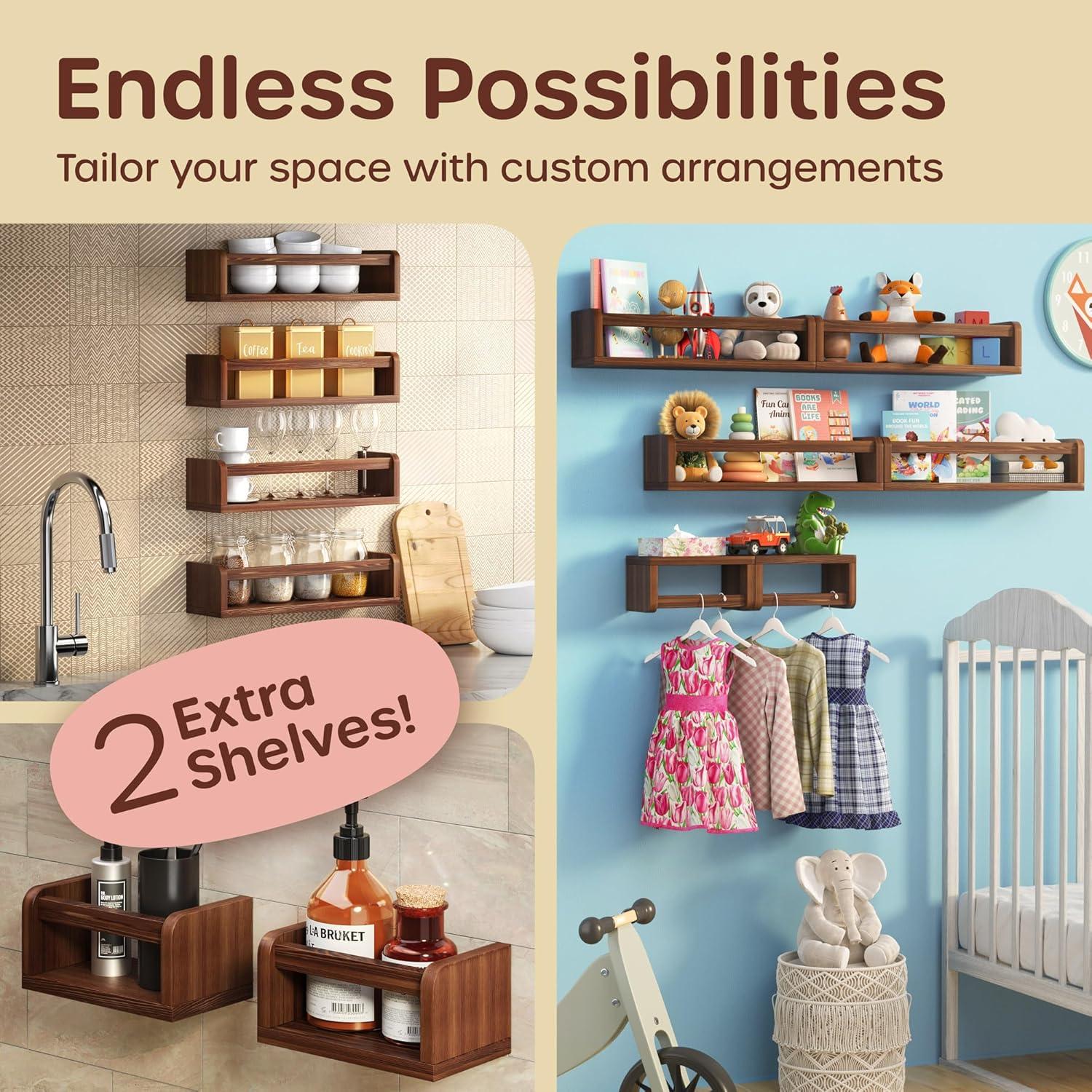 Estanterías de Libros HOMEY PANDA 4 Largas + 2 Mini Marrón