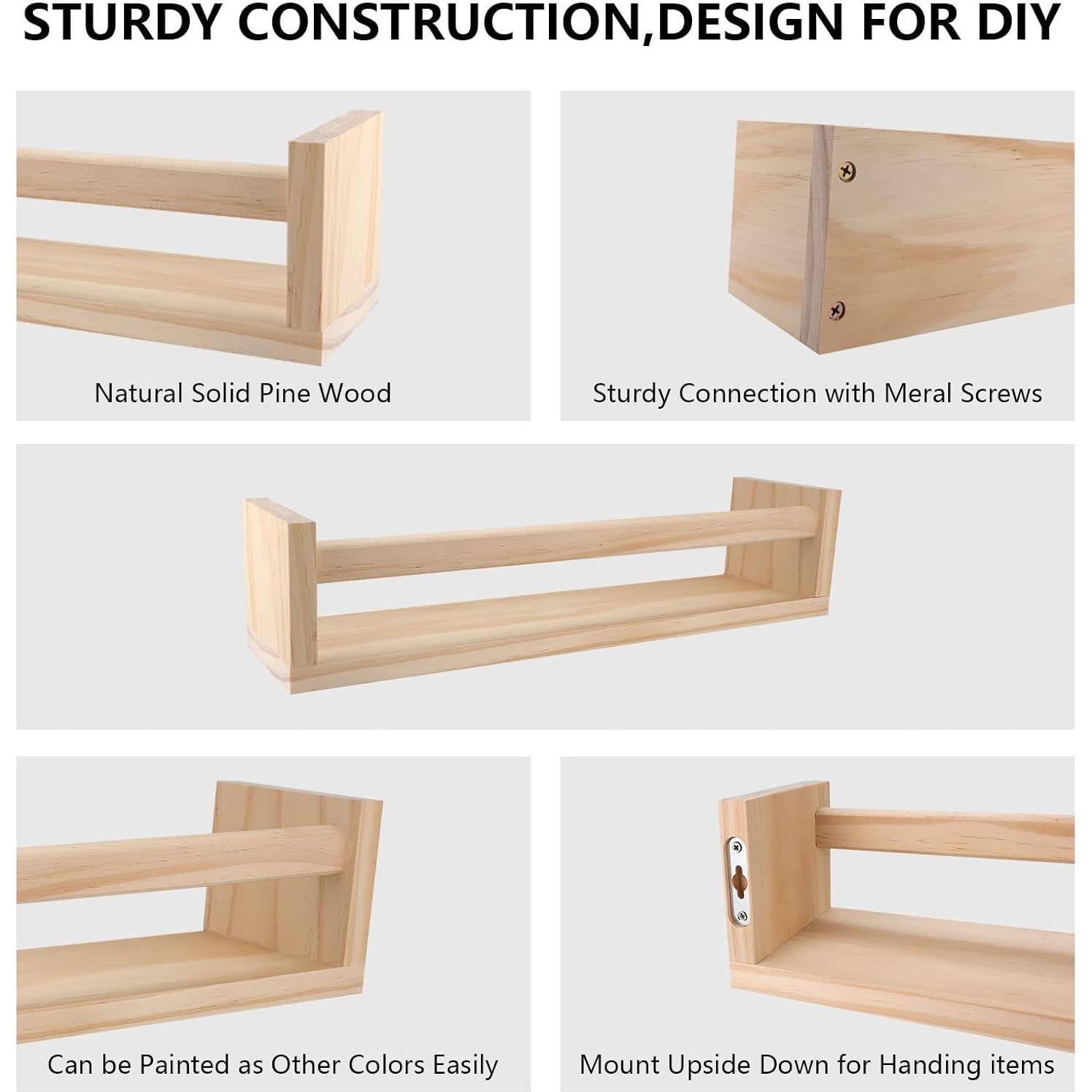 Estanterías flotantes de madera Birola - Juego de 4 unidades
