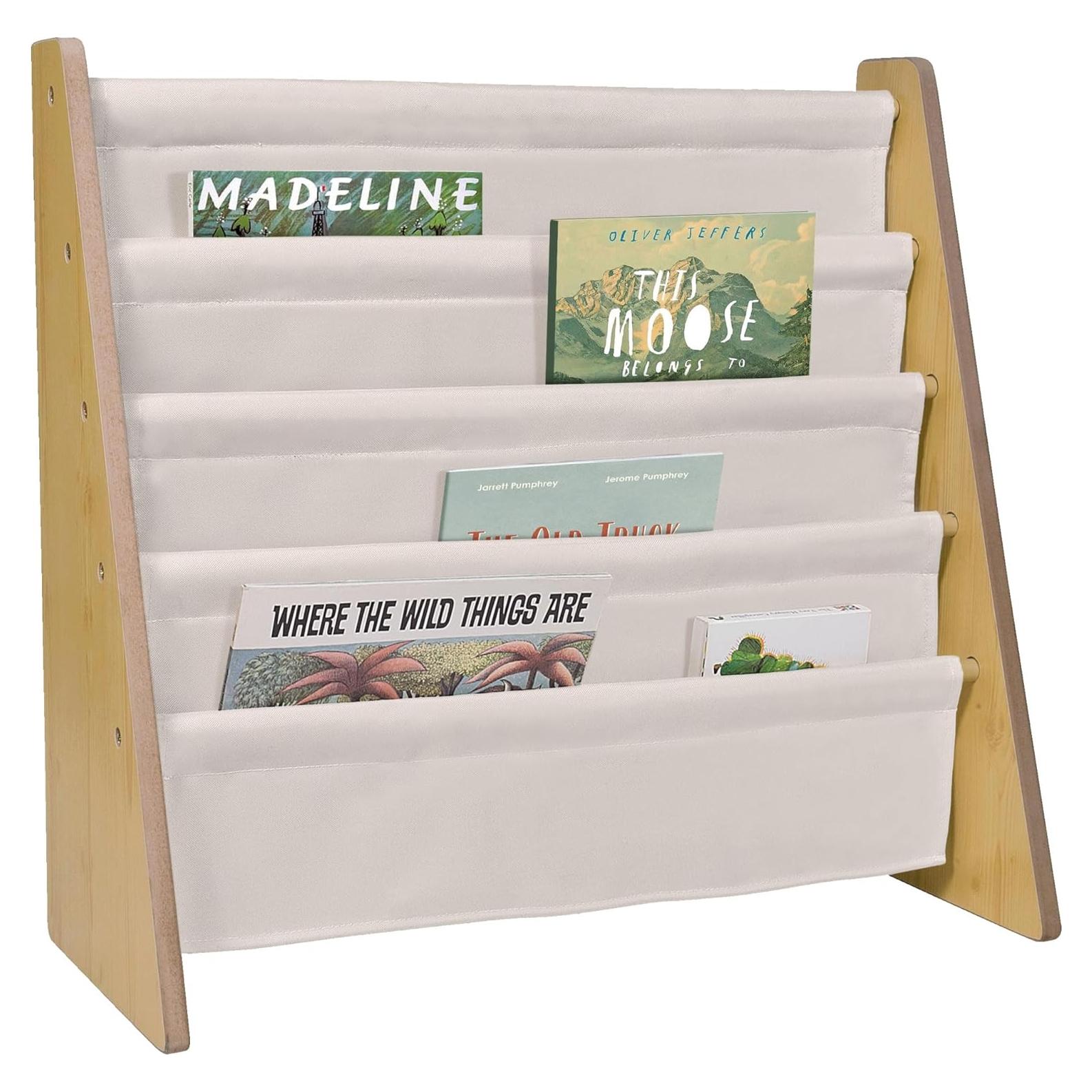 Estantería Sling Wildkin para Niños - 4 Estantes de Tela, Natural