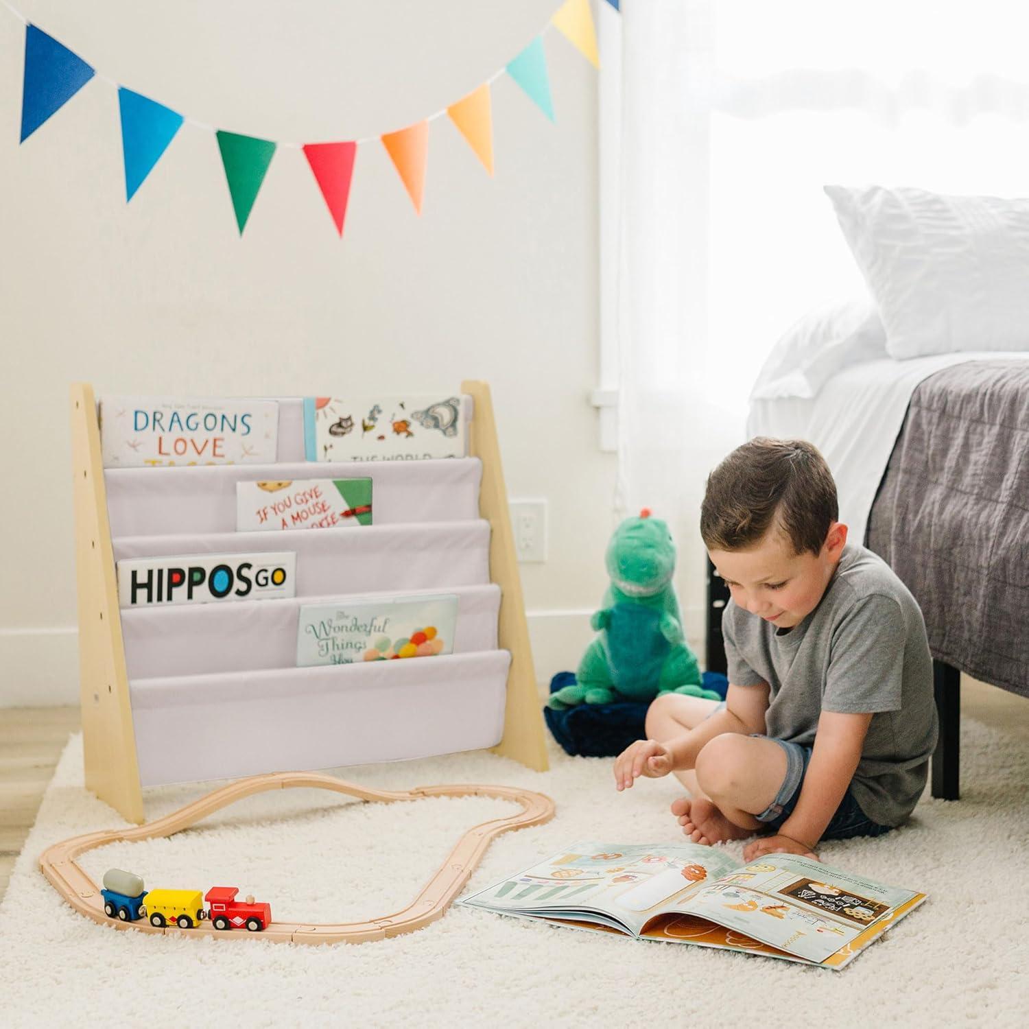 Estantería Sling Wildkin para Niños - 4 Estantes de Tela, Natural